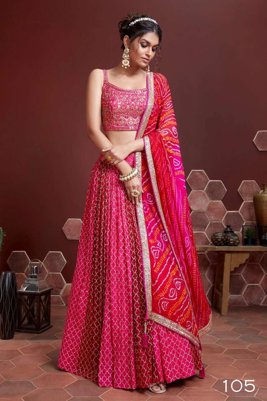 Mandakini By Fashid Wholesale 101 To 106 Series Beautiful Colorful Fancy Wedding Collection Occasional Wear & Party Wear Chinnon Silk/Soft Net Lehengas At Wholesale Price