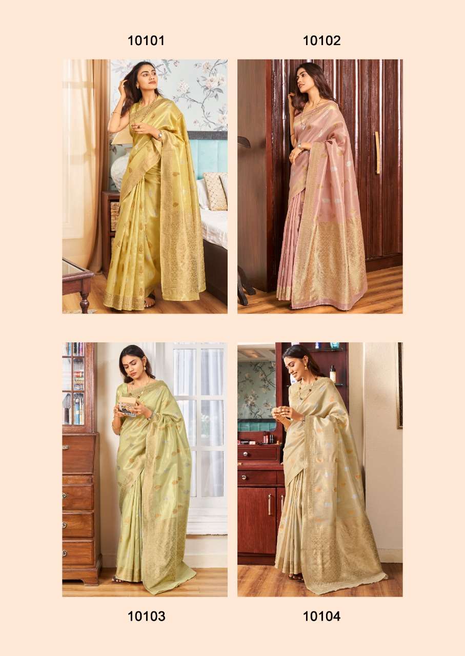 MERAKI BY REVANTA 10101 TO 10105 SERIES INDIAN TRADITIONAL WEAR COLLECTION BEAUTIFUL STYLISH FANCY COLORFUL PARTY WEAR & OCCASIONAL WEAR KORA SILK SAREES AT WHOLESALE PRICE