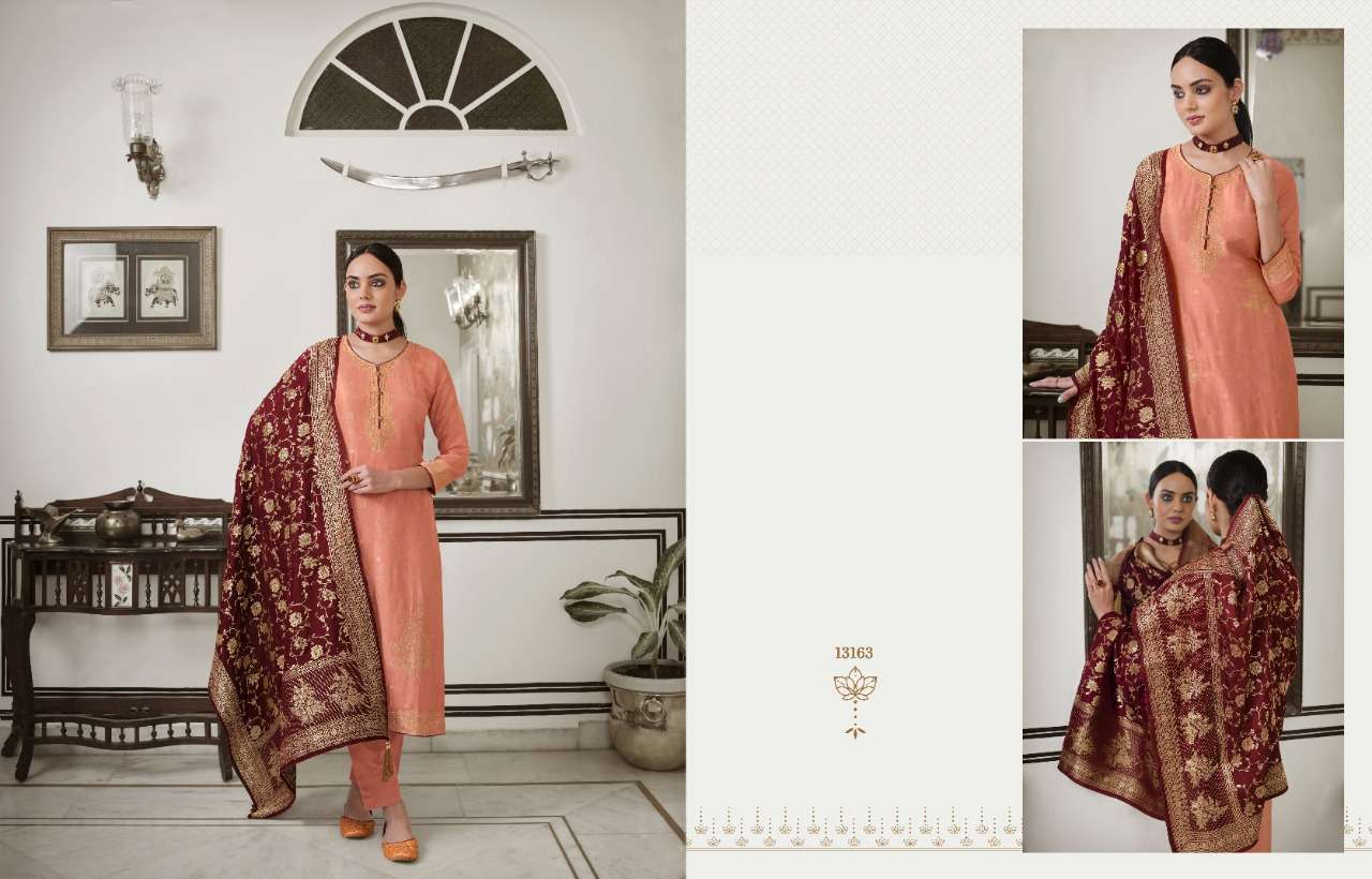 TRADITIONAL VOL-3 BY ZISA 13161 TO 13166 SERIES BEAUTIFUL SUITS COLORFUL STYLISH FANCY CASUAL WEAR & ETHNIC WEAR PURE DOLA JACQUARD DRESSES AT WHOLESALE PRICE