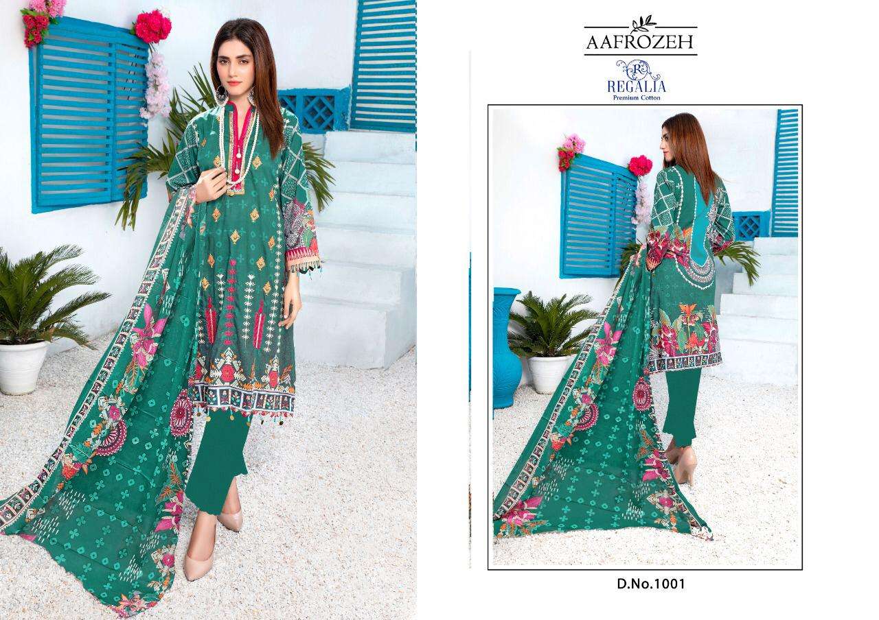 Aafrozeh By Regalia 1001 To 1006 Series Beautiful Stylish Suits Fancy Colorful Casual Wear & Ethnic Wear & Ready To Wear Heavy Cotton Printed Dresses At Wholesale Price