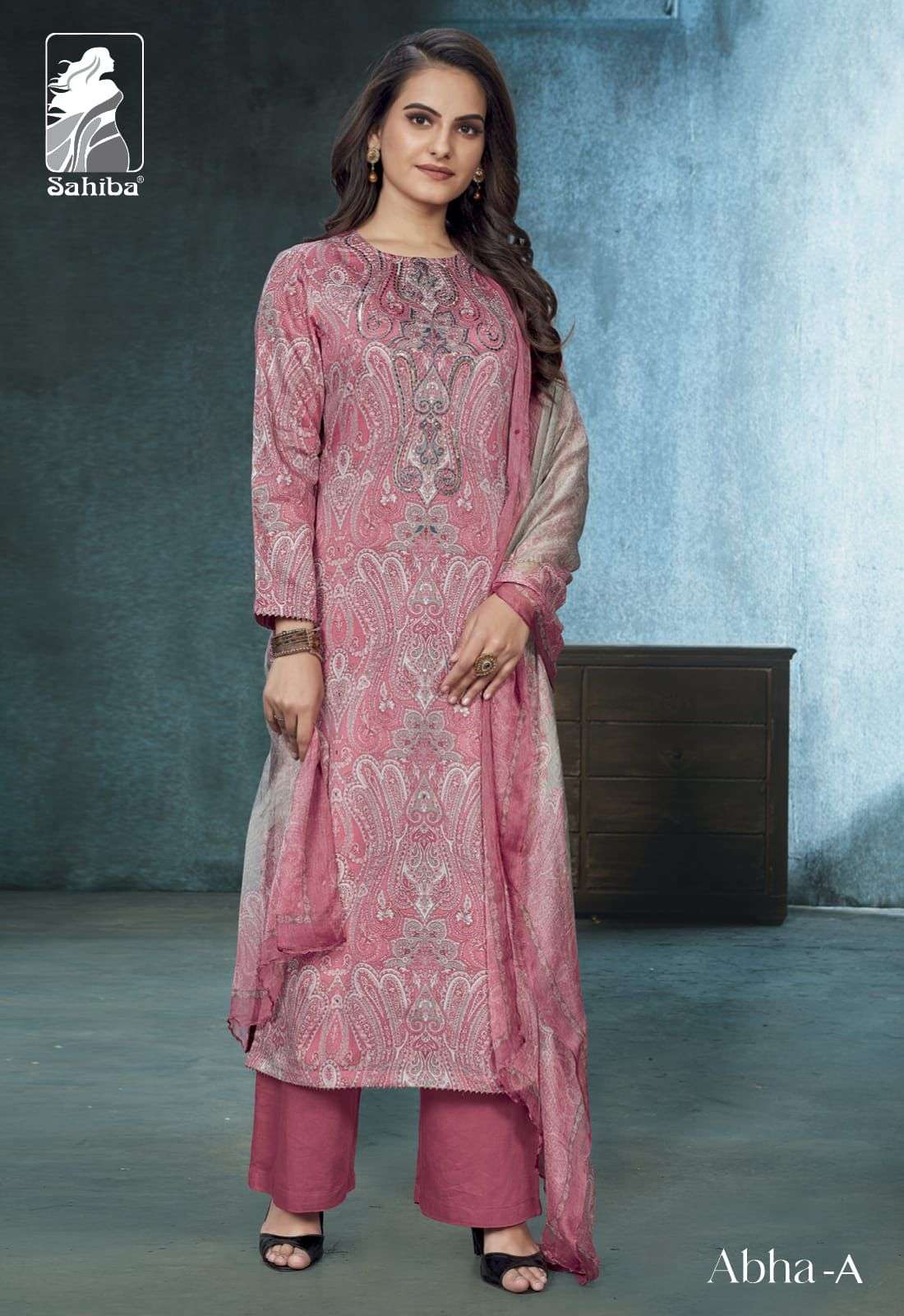 ABHA BY SAHIBA FABRICS A TO C SERIES BEAUTIFUL SUITS COLORFUL STYLISH FANCY CASUAL WEAR & ETHNIC WEAR COTTON SATIN PRINT DRESSES AT WHOLESALE PRICE