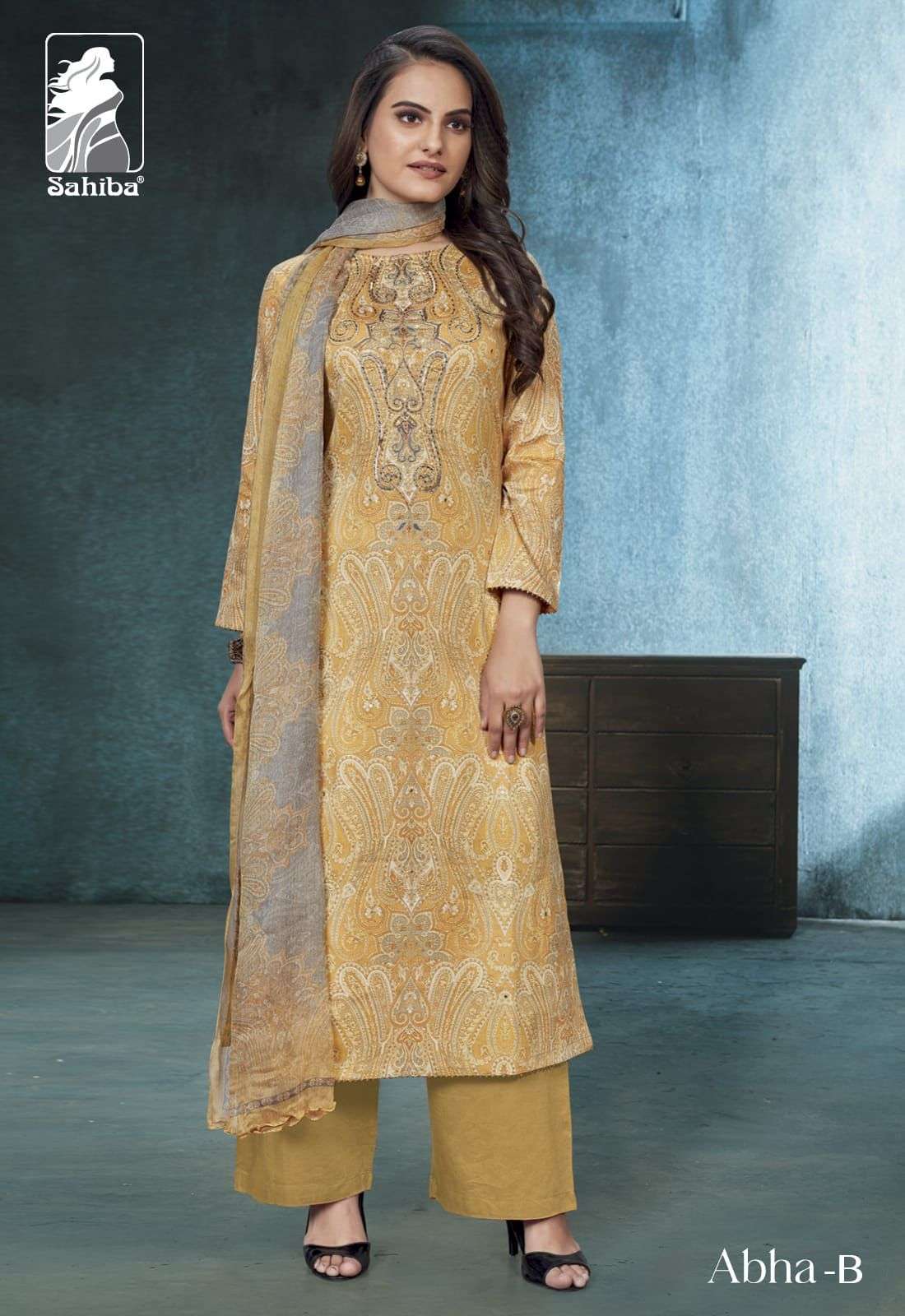 ABHA BY SAHIBA FABRICS A TO C SERIES BEAUTIFUL SUITS COLORFUL STYLISH FANCY CASUAL WEAR & ETHNIC WEAR COTTON SATIN PRINT DRESSES AT WHOLESALE PRICE