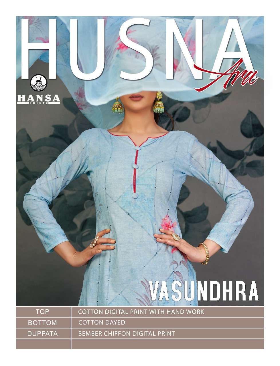 HUSNA ARA VASUNDHRA BY HANSA PRINTS 72001 TO 72006 SERIES BEAUTIFUL STYLISH PAKISATNI SUITS FANCY COLORFUL CASUAL WEAR & ETHNIC WEAR & READY TO WEAR COTTON DIGITAL PRINT WITH WORK DRESSES AT WHOLESALE PRICE