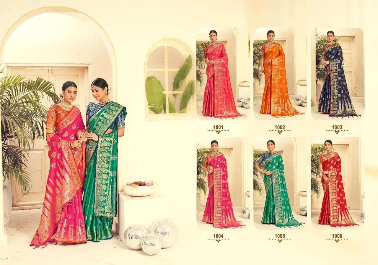 NALLINI VOL-3 BY SAROJ 1001 TO 1006 SERIES INDIAN TRADITIONAL WEAR COLLECTION BEAUTIFUL STYLISH FANCY COLORFUL PARTY WEAR & OCCASIONAL WEAR LICHI SILK SAREES AT WHOLESALE PRICE