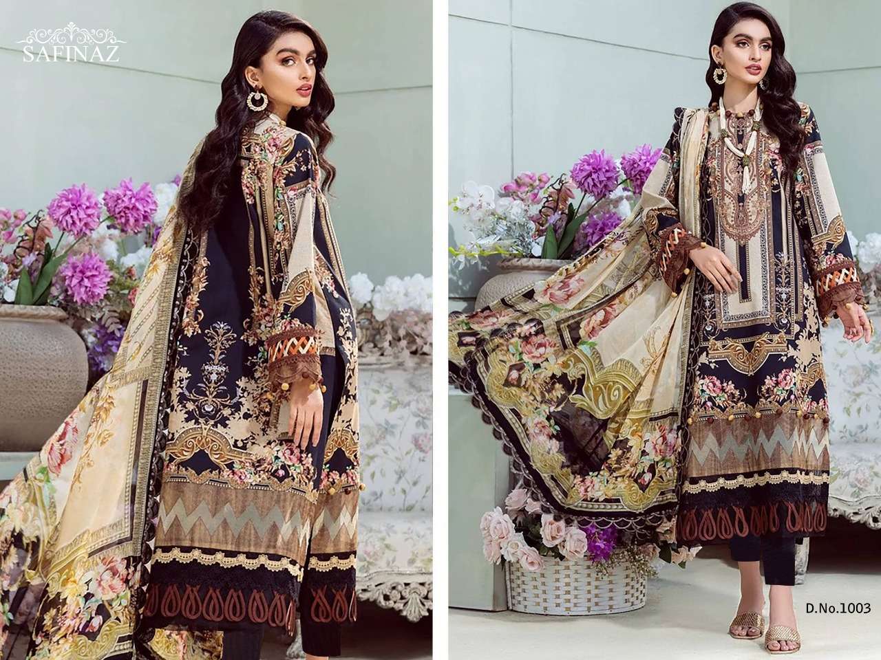 FIRDOUS VOL-6 BY SAFINAZ 1001 TO 1004 SERIES BEAUTIFUL PAKISTANI SUITS STYLISH FANCY COLORFUL PARTY WEAR & OCCASIONAL WEAR PURE LAWN COTTON WITH EMBROIDERY DRESSES AT WHOLESALE PRICE