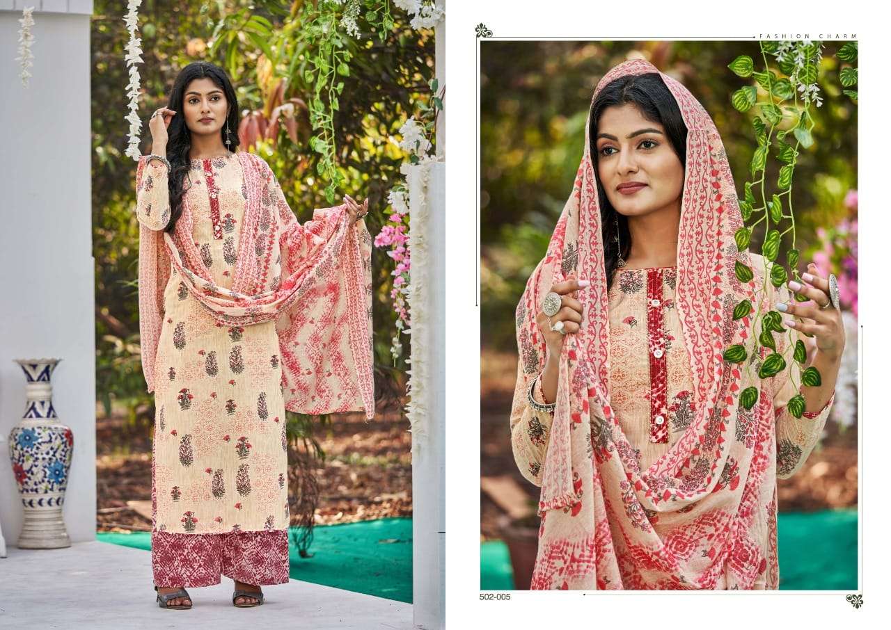 KIARA BY ADEEVA TRENDZ 502-001 TO 502-010 SERIES BEAUTIFUL SUITS COLORFUL STYLISH FANCY CASUAL WEAR & ETHNIC WEAR PURE COTTON PRINT DRESSES AT WHOLESALE PRICE