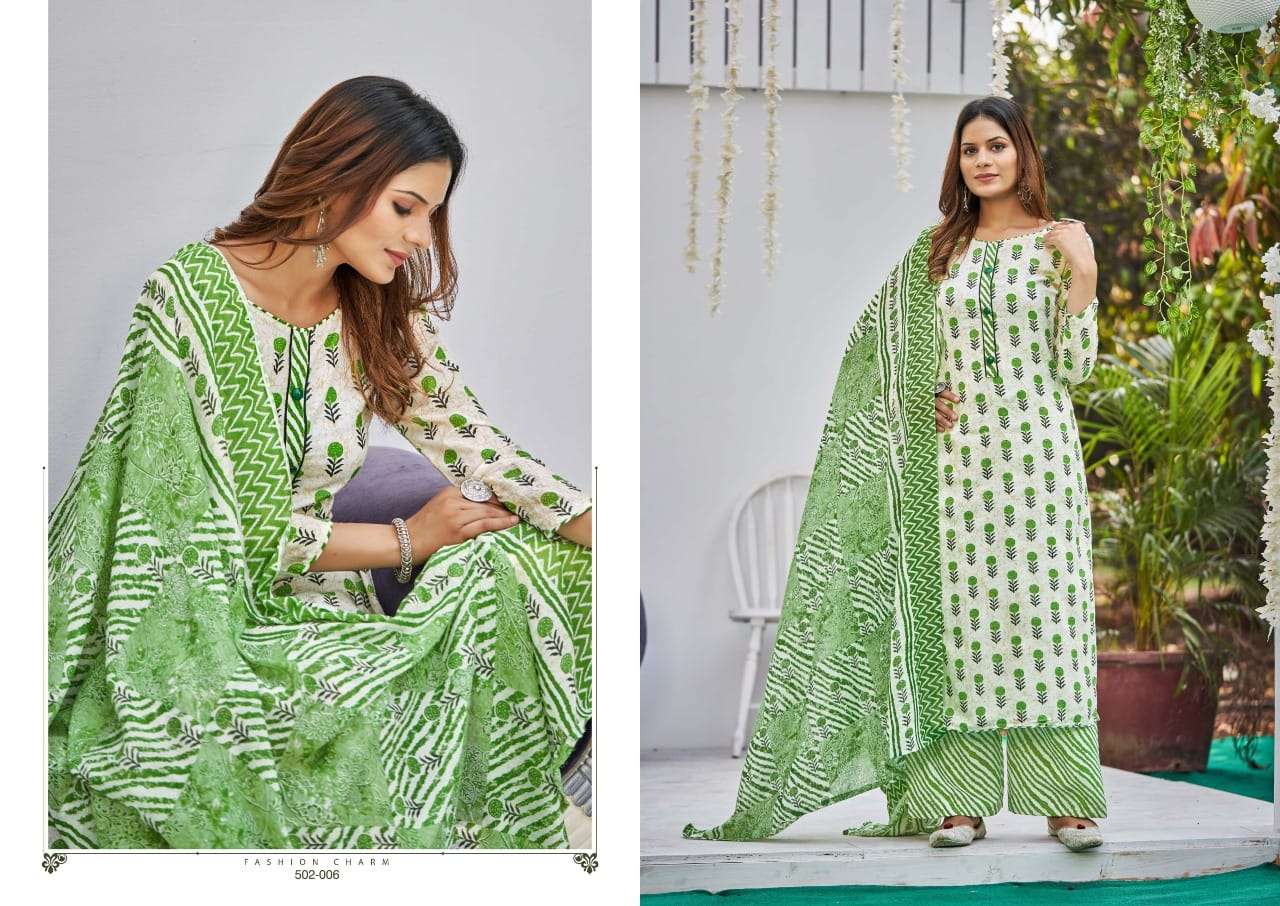 KIARA BY ADEEVA TRENDZ 502-001 TO 502-010 SERIES BEAUTIFUL SUITS COLORFUL STYLISH FANCY CASUAL WEAR & ETHNIC WEAR PURE COTTON PRINT DRESSES AT WHOLESALE PRICE