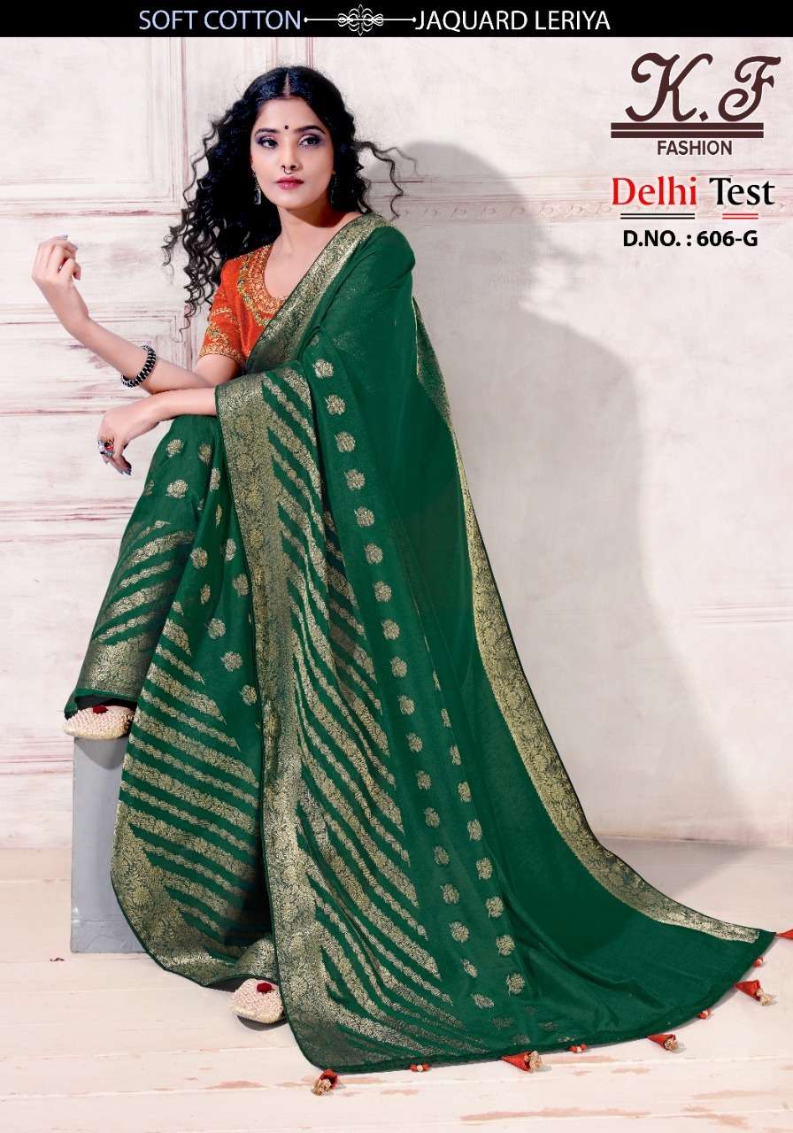 DELHI TEST BY KF FASHION 606-A TO 606-J SERIES INDIAN TRADITIONAL WEAR COLLECTION BEAUTIFUL STYLISH FANCY COLORFUL PARTY WEAR & OCCASIONAL WEAR FANCY SAREES AT WHOLESALE PRICE