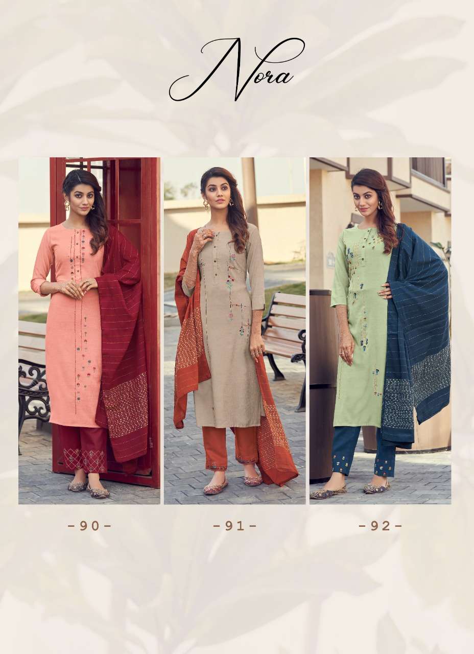 NORA BY VASTRIKAA 87 TO 92 SERIES BEAUTIFUL SUITS COLORFUL STYLISH FANCY CASUAL WEAR & ETHNIC WEAR VISCOSE SILK DRESSES AT WHOLESALE PRICE