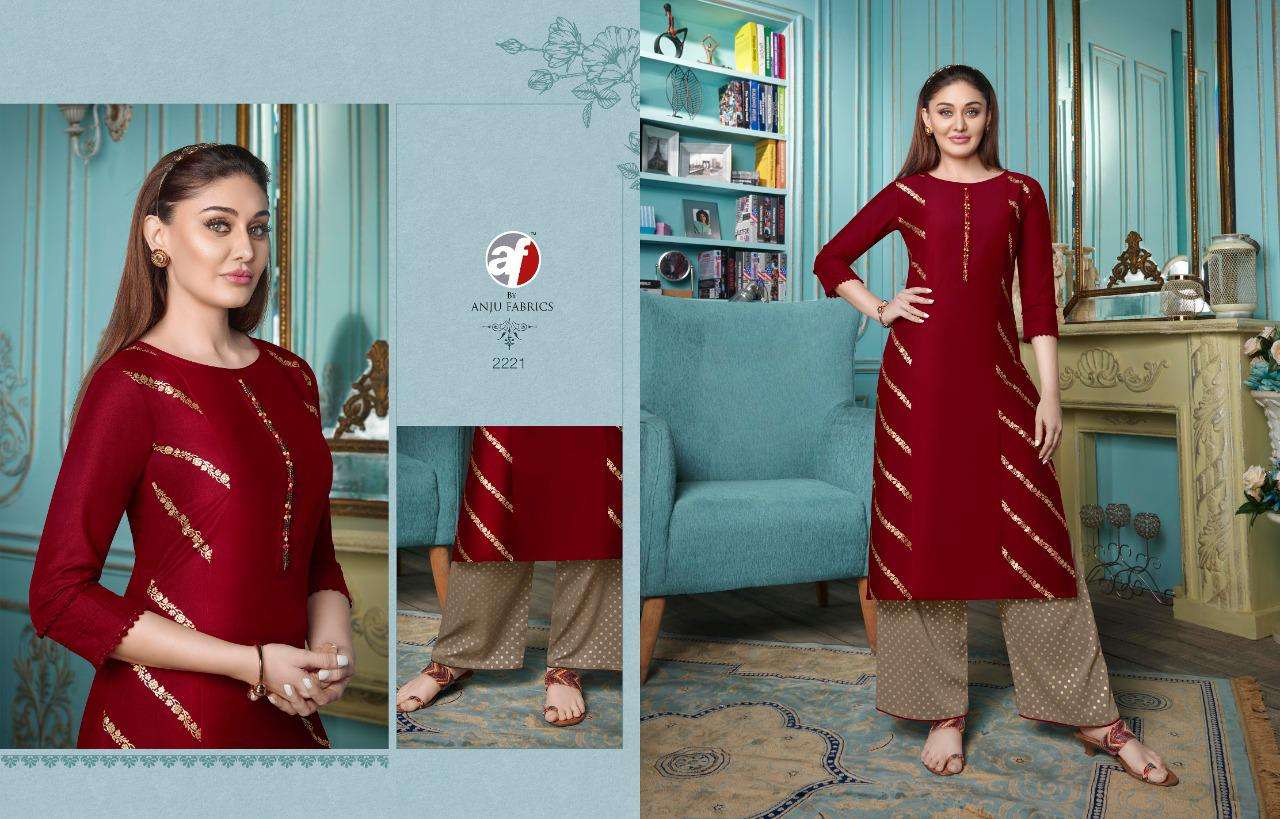 Zoya Vol-5 By Anju Fabrics 2221 To 2228 Series Designer Stylish Fancy Colorful Beautiful Party Wear & Ethnic Wear Collection Bemberg Silk Kurtis With Bottom At Wholesale Price