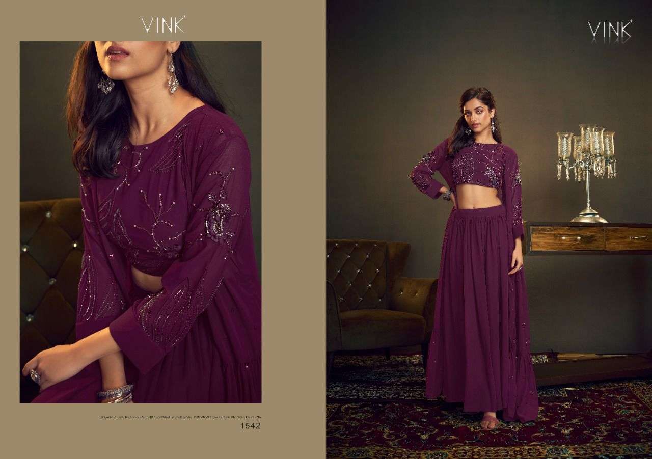 COCKTAIL BY VINK 1541 TO 1545 SERIES DESIGNER STYLISH FANCY COLORFUL BEAUTIFUL PARTY WEAR & ETHNIC WEAR COLLECTION GEORGETTE TOPS WITH BOTTOM AT WHOLESALE PRICE