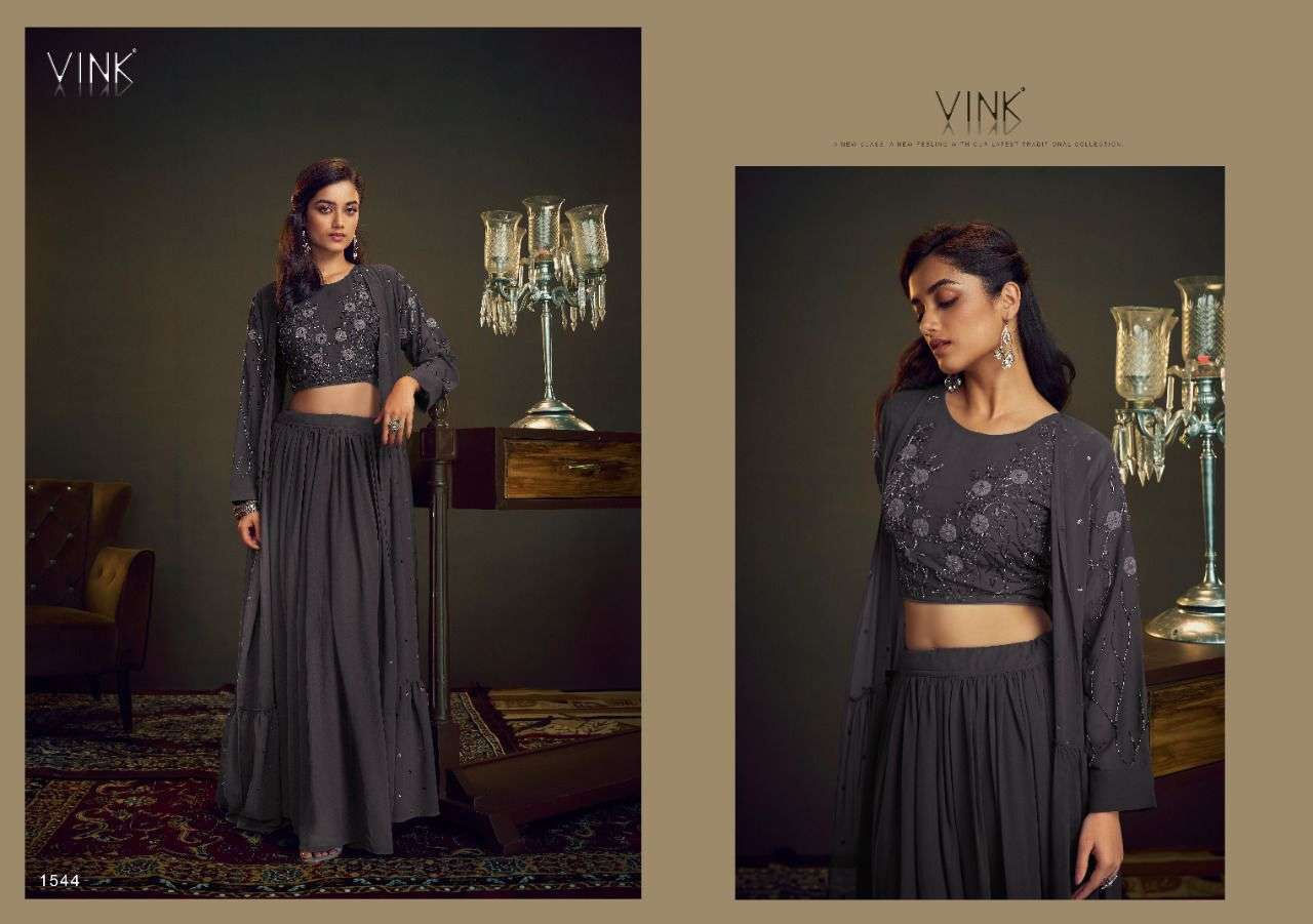 COCKTAIL BY VINK 1541 TO 1545 SERIES DESIGNER STYLISH FANCY COLORFUL BEAUTIFUL PARTY WEAR & ETHNIC WEAR COLLECTION GEORGETTE TOPS WITH BOTTOM AT WHOLESALE PRICE
