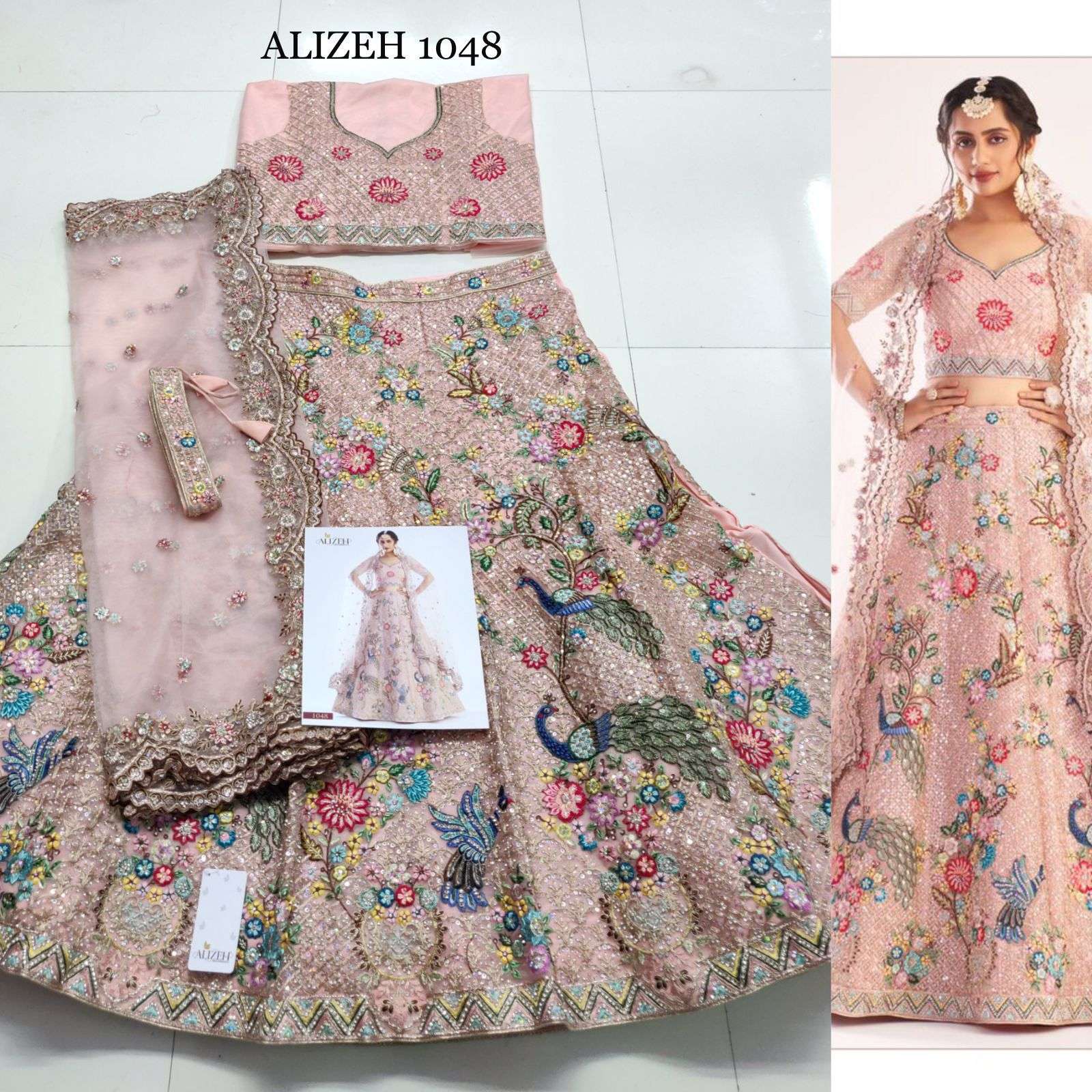 ALIZEH HIT DESIGN 1048 BY ALIZEH DESIGNER BEAUTIFUL NAVRATRI COLLECTION OCCASIONAL WEAR & PARTY WEAR BUTTERFLY NET LEHENGAS AT WHOLESALE PRICE