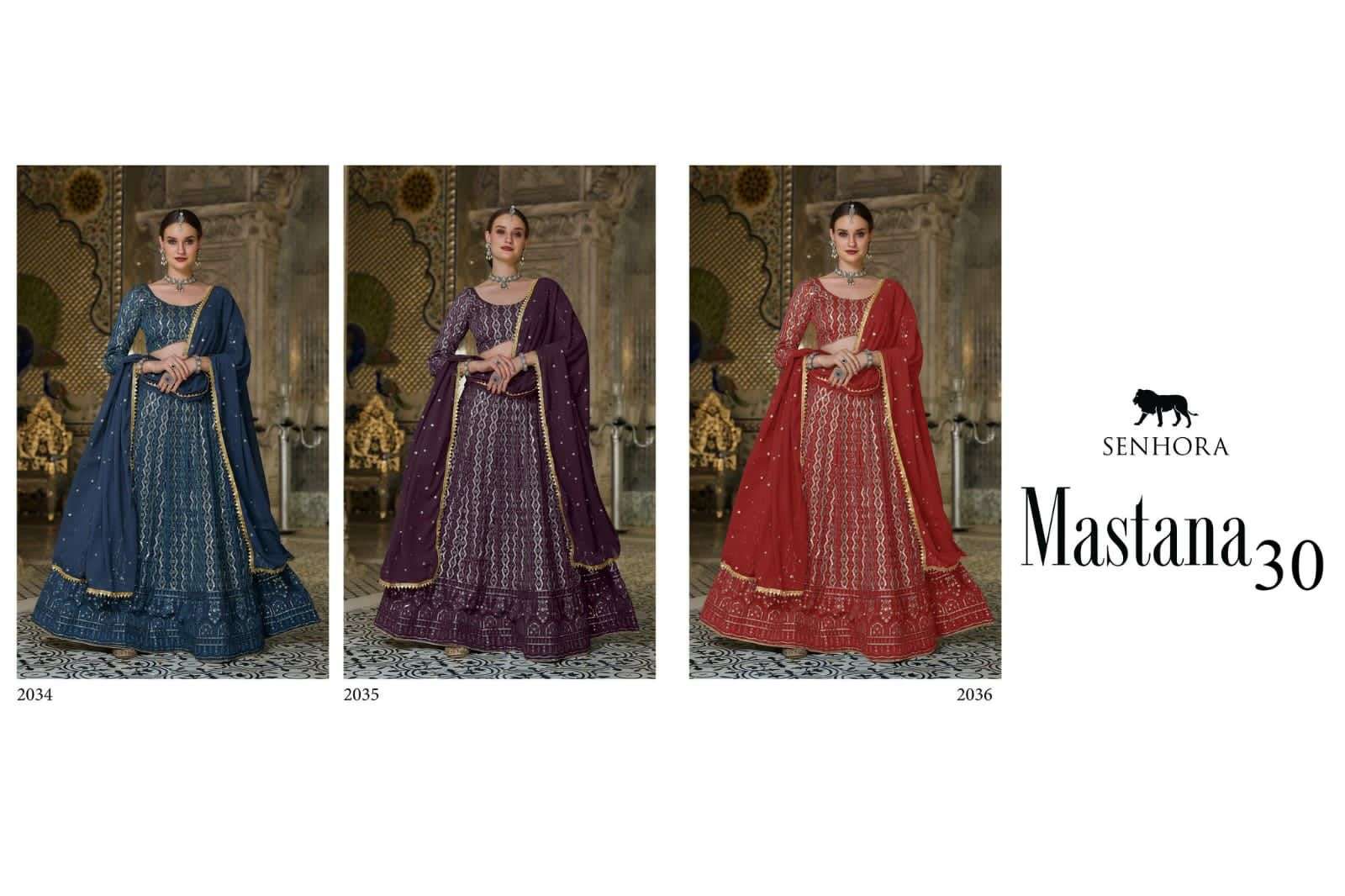 Mastana Vol-30 By Senhora Dresses 2034 To 2036 Series Designer Beautiful Navratri Collection Occasional Wear & Party Wear Pure Georgette Lehengas At Wholesale Price