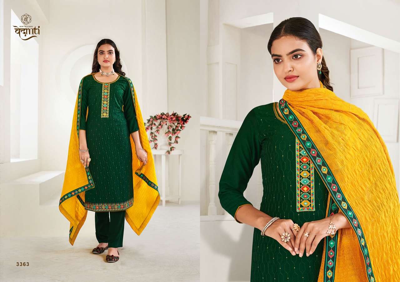 KIMAYA BY VEDANTI 3361 TO 3364 SERIES BEAUTIFUL SUITS COLORFUL STYLISH FANCY CASUAL WEAR & ETHNIC WEAR HEAVY PARAMPRA SILK DRESSES AT WHOLESALE PRICE