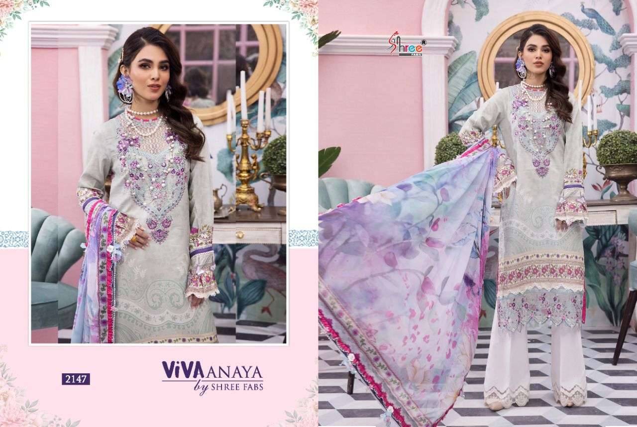 Viva Anaya By Shree Fabs 2147 To 2152 Series Beautiful Stylish Pakistani Suits Fancy Colorful Casual Wear & Ethnic Wear & Ready To Wear Pure Lawn Cotton Embroidery Dresses At Wholesale Price