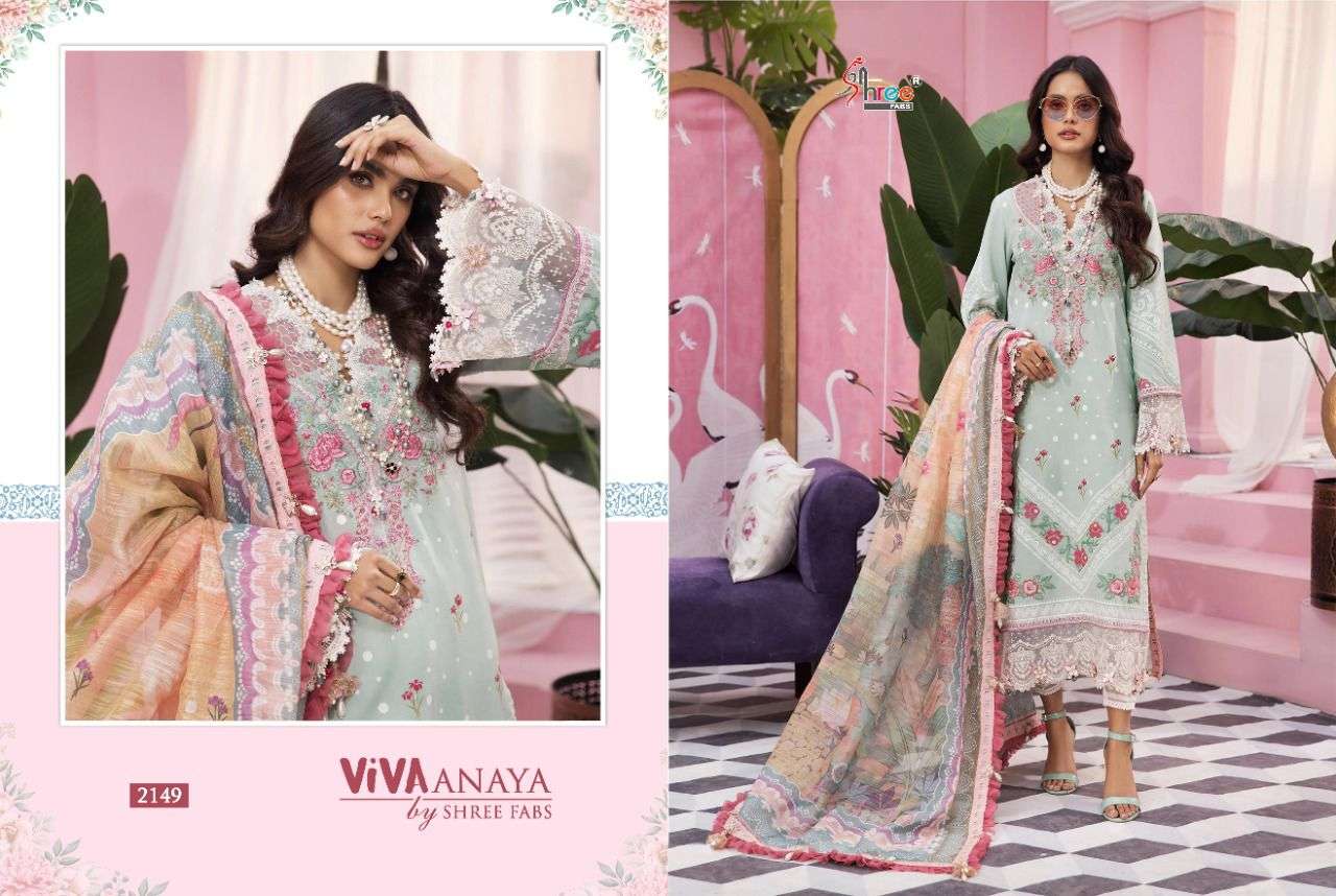 Viva Anaya By Shree Fabs 2147 To 2152 Series Beautiful Stylish Pakistani Suits Fancy Colorful Casual Wear & Ethnic Wear & Ready To Wear Pure Lawn Cotton Embroidery Dresses At Wholesale Price