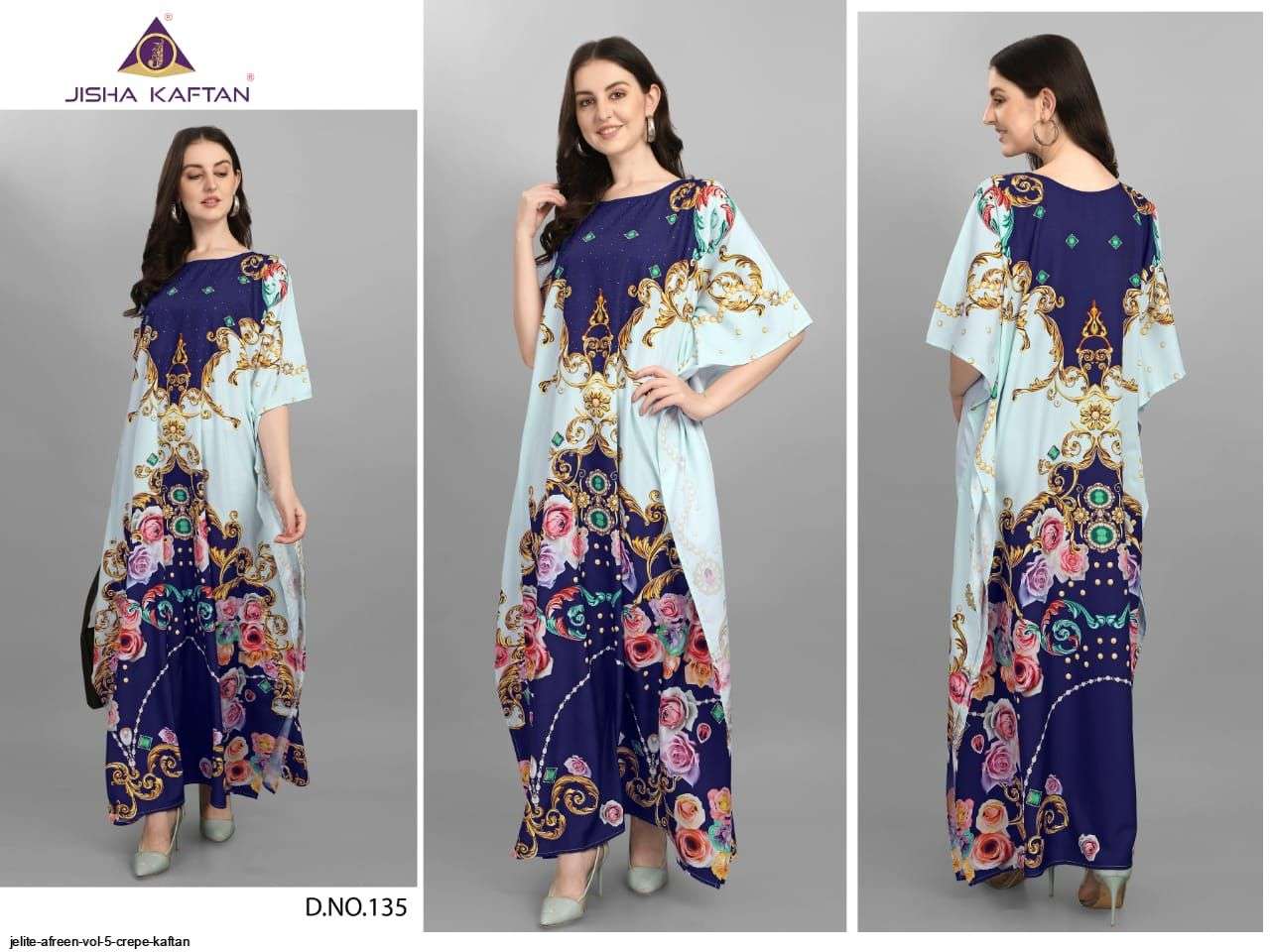 AFREEN VOL-5 BY JELITE 133 TO 140 SERIES DESIGNER WEAR COLLECTION BEAUTIFUL STYLISH FANCY COLORFUL PARTY WEAR & OCCASIONAL WEAR POLYSTER CREPE GOWNS AT WHOLESALE PRICE