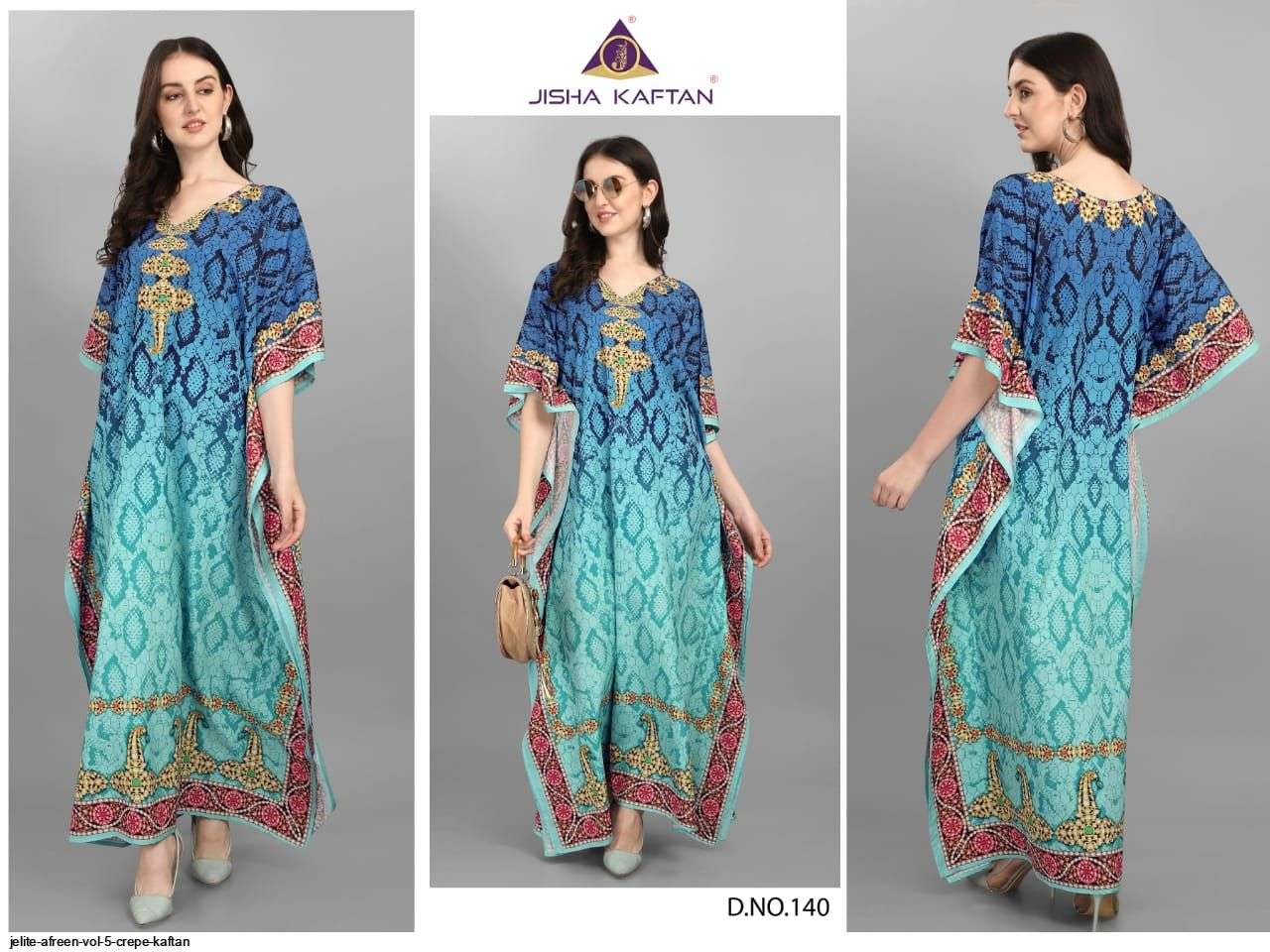 AFREEN VOL-5 BY JELITE 133 TO 140 SERIES DESIGNER WEAR COLLECTION BEAUTIFUL STYLISH FANCY COLORFUL PARTY WEAR & OCCASIONAL WEAR POLYSTER CREPE GOWNS AT WHOLESALE PRICE