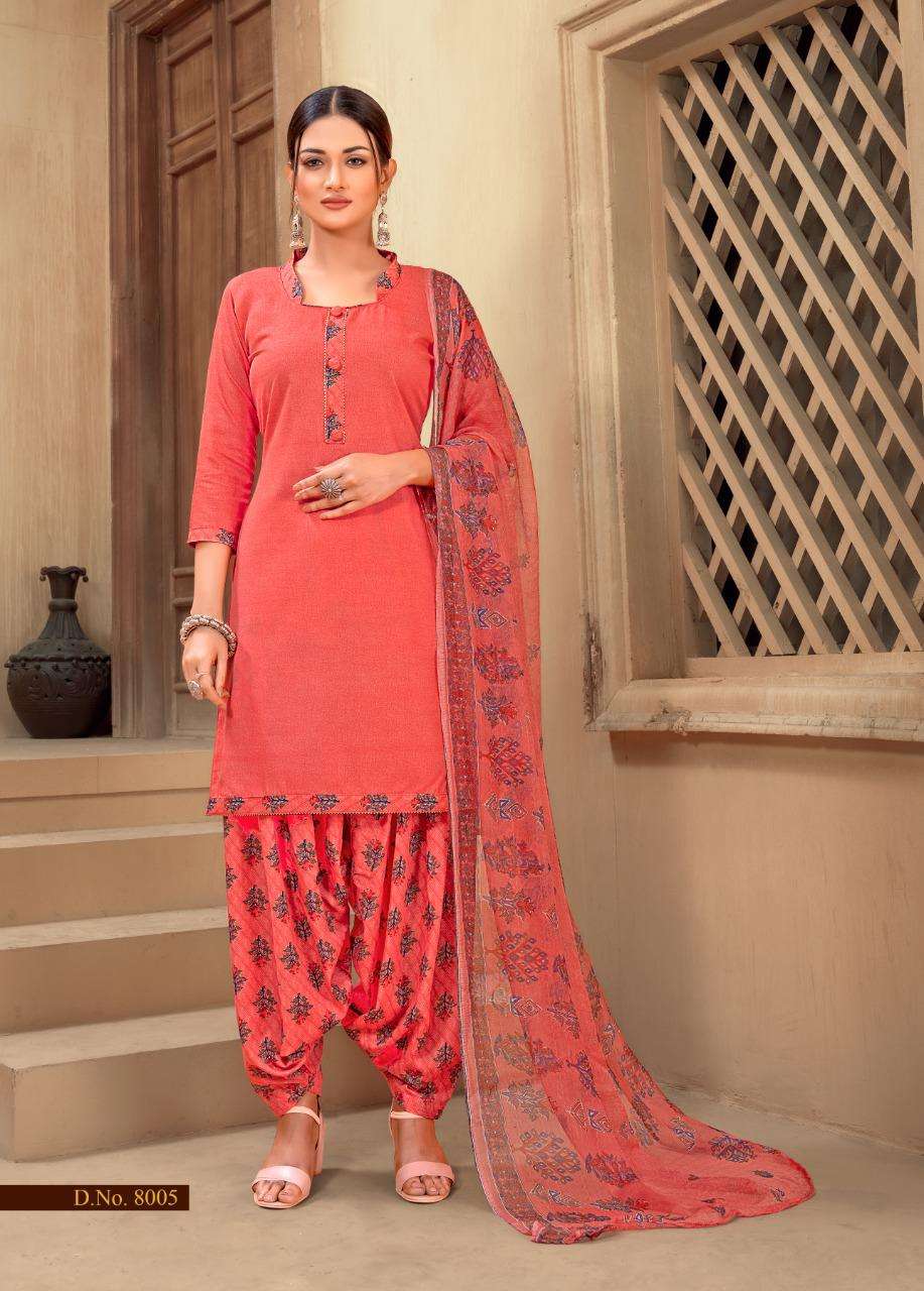 EKTA VOL-8 BY SHIV GORI SILK MILLS 8001 TO 8012 SERIES BEAUTIFUL STYLISH SUITS FANCY COLORFUL CASUAL WEAR & ETHNIC WEAR & READY TO WEAR HEAVY COTTON PRINTED DRESSES AT WHOLESALE PRICE
