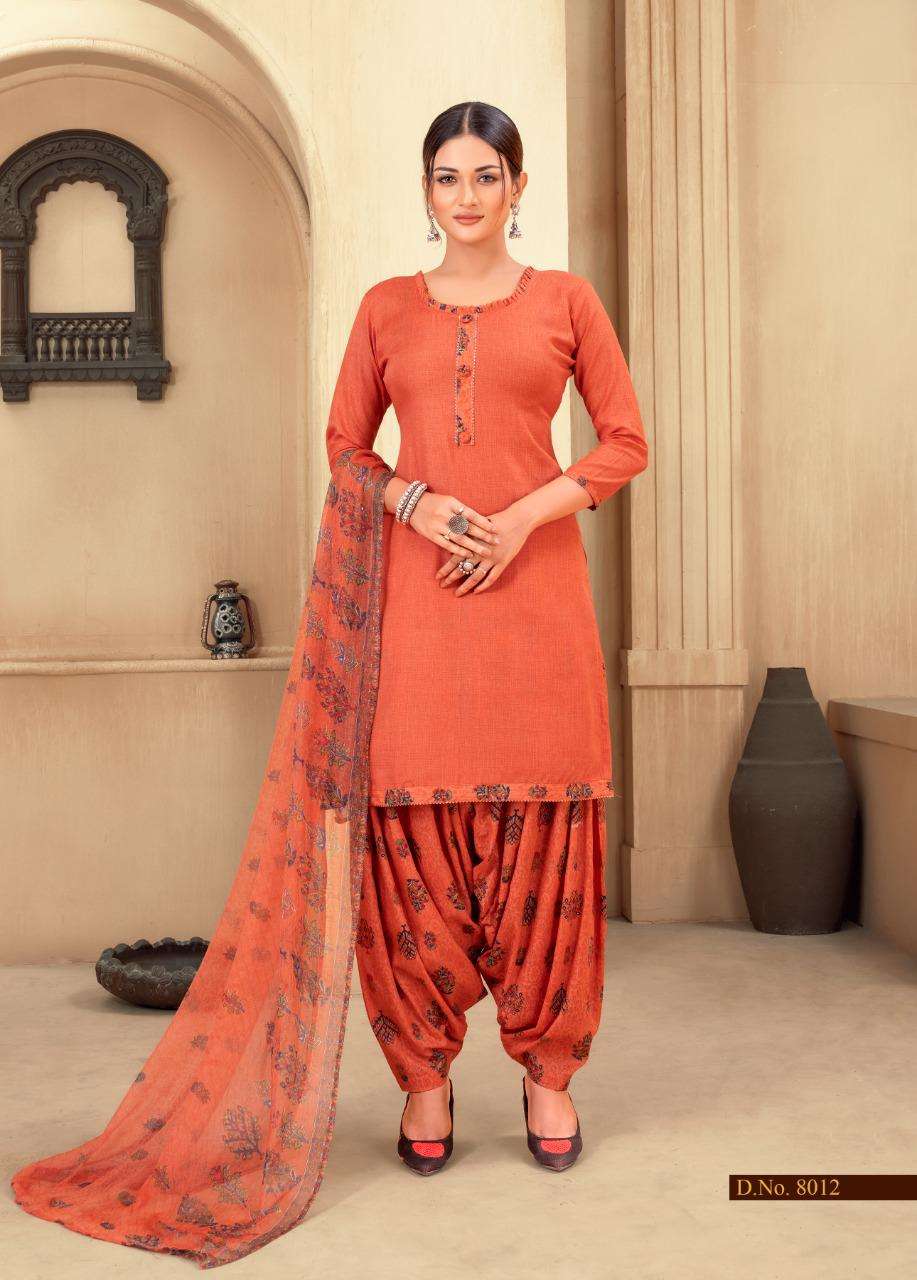 EKTA VOL-8 BY SHIV GORI SILK MILLS 8001 TO 8012 SERIES BEAUTIFUL STYLISH SUITS FANCY COLORFUL CASUAL WEAR & ETHNIC WEAR & READY TO WEAR HEAVY COTTON PRINTED DRESSES AT WHOLESALE PRICE