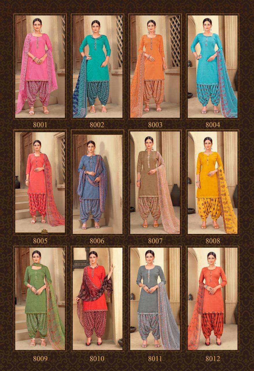 EKTA VOL-8 BY SHIV GORI SILK MILLS 8001 TO 8012 SERIES BEAUTIFUL STYLISH SUITS FANCY COLORFUL CASUAL WEAR & ETHNIC WEAR & READY TO WEAR HEAVY COTTON PRINTED DRESSES AT WHOLESALE PRICE