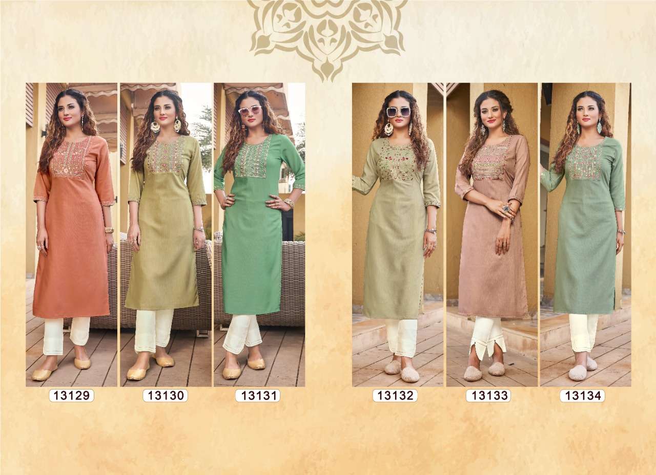 LIZA BY KIVI 13129 TO 13134 SERIES DESIGNER STYLISH FANCY COLORFUL BEAUTIFUL PARTY WEAR & ETHNIC WEAR COLLECTION RAYON EMBROIDERY KURTIS AT WHOLESALE PRICE