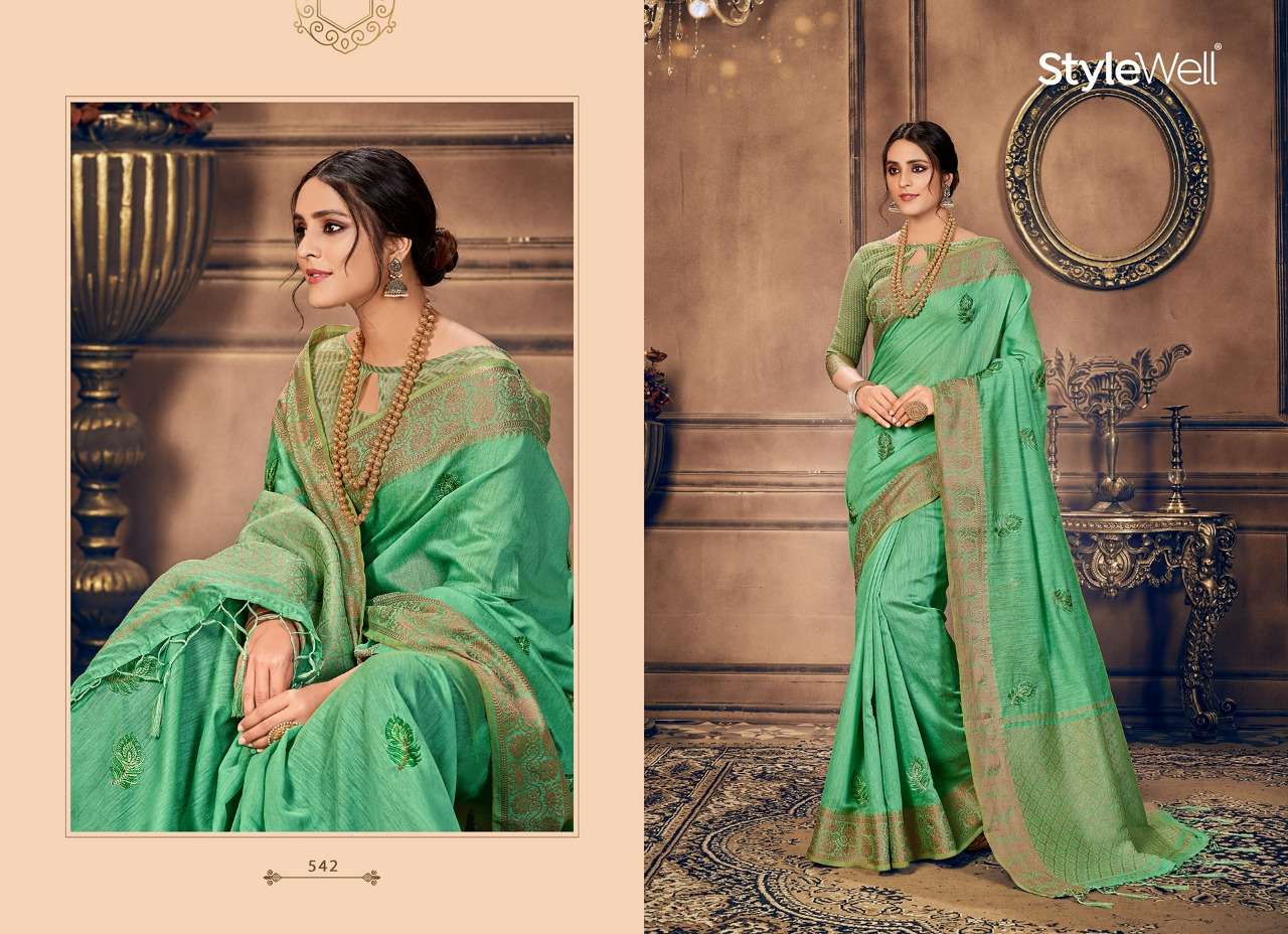 MORPANKH BY STYLEWELL 541 TO 546 SERIES INDIAN TRADITIONAL WEAR COLLECTION BEAUTIFUL STYLISH FANCY COLORFUL PARTY WEAR & OCCASIONAL WEAR JACQUARD COTTON SILK SAREES AT WHOLESALE PRICE