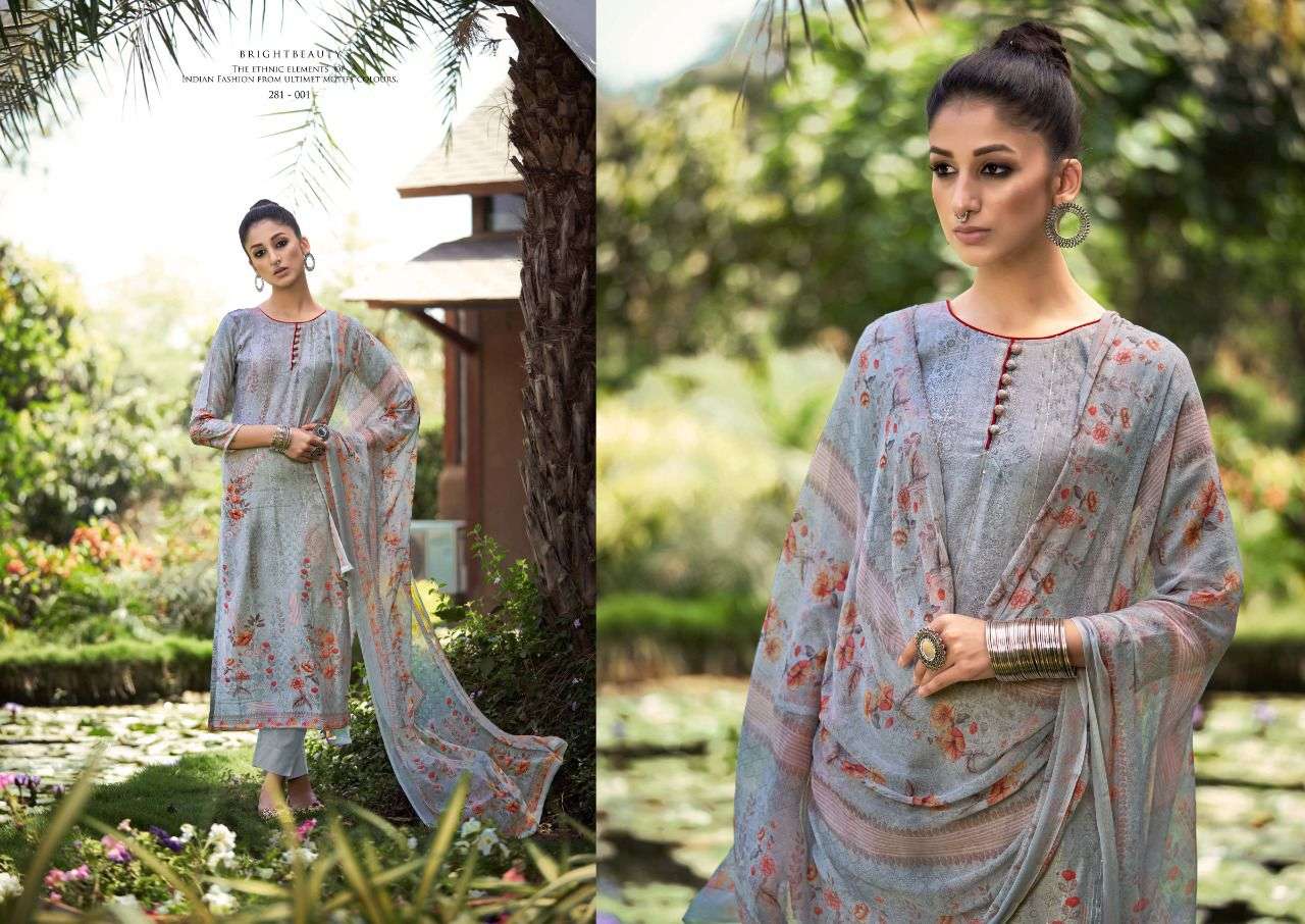PRISHA BY SARGAM PRINTS 281-001 TO 281-008 SERIES BEAUTIFUL STYLISH SUITS FANCY COLORFUL CASUAL WEAR & ETHNIC WEAR & READY TO WEAR PURE MUSLIN DIGITAL PRINTED DRESSES AT WHOLESALE PRICE