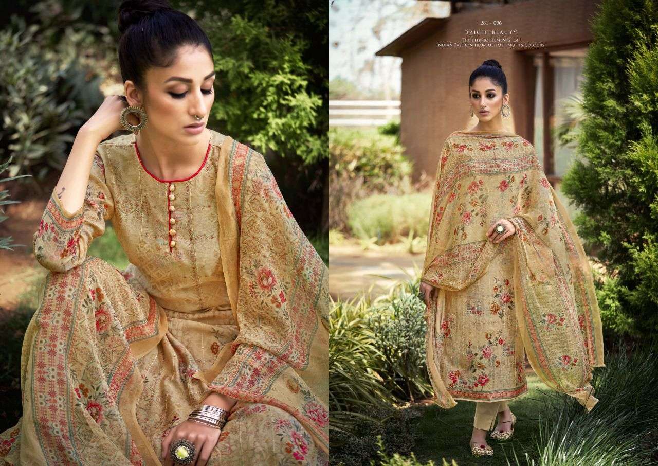 PRISHA BY SARGAM PRINTS 281-001 TO 281-008 SERIES BEAUTIFUL STYLISH SUITS FANCY COLORFUL CASUAL WEAR & ETHNIC WEAR & READY TO WEAR PURE MUSLIN DIGITAL PRINTED DRESSES AT WHOLESALE PRICE