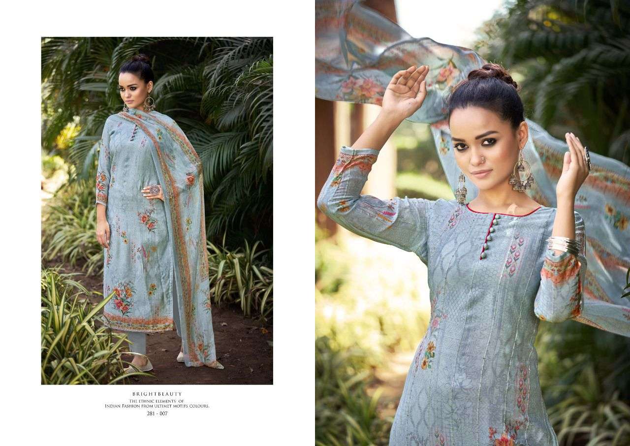 PRISHA BY SARGAM PRINTS 281-001 TO 281-008 SERIES BEAUTIFUL STYLISH SUITS FANCY COLORFUL CASUAL WEAR & ETHNIC WEAR & READY TO WEAR PURE MUSLIN DIGITAL PRINTED DRESSES AT WHOLESALE PRICE