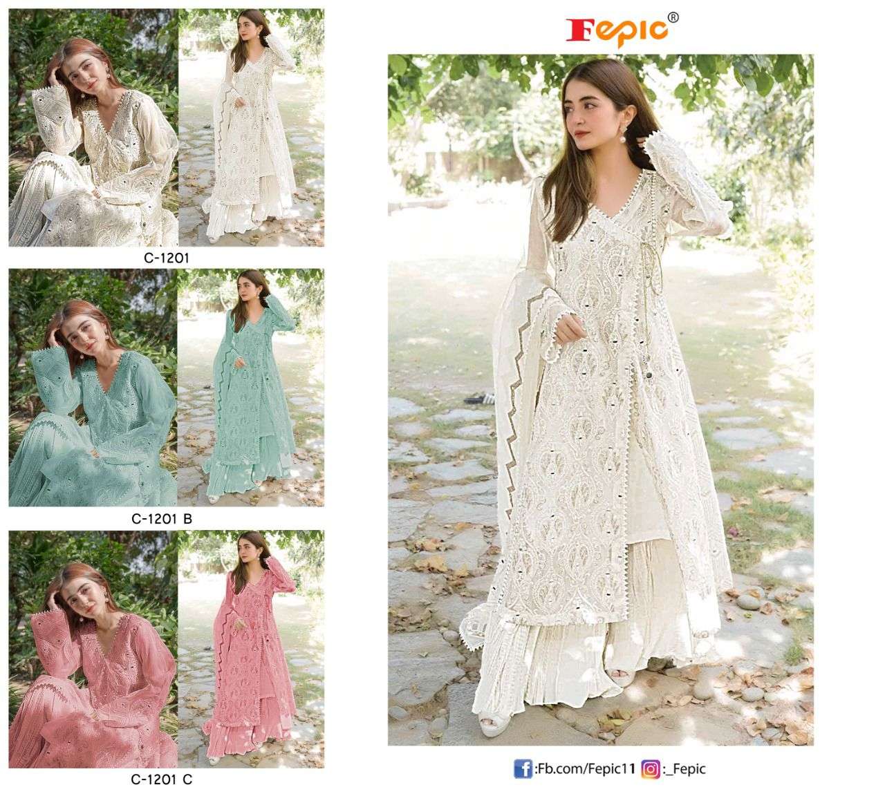 ROSEMEEN 1201 COLOURS BY FEPIC 1201-A TO 1201-C SERIES DESIGNER PAKISTANI SUITS BEAUTIFUL STYLISH FANCY COLORFUL PARTY WEAR & OCCASIONAL WEAR FAUX GEORGETTE EMBROIDERY DRESSES AT WHOLESALE PRICE
