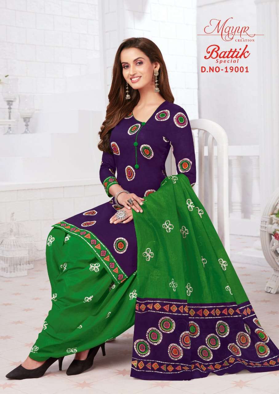 BATIK SPECIAL VOL-19 BY MAYUR CREATION 19001 TO 19015 SERIES BEAUTIFUL SUITS STYLISH FANCY COLORFUL PARTY WEAR & OCCASIONAL WEAR COTTON PRINT DRESSES AT WHOLESALE PRICE
