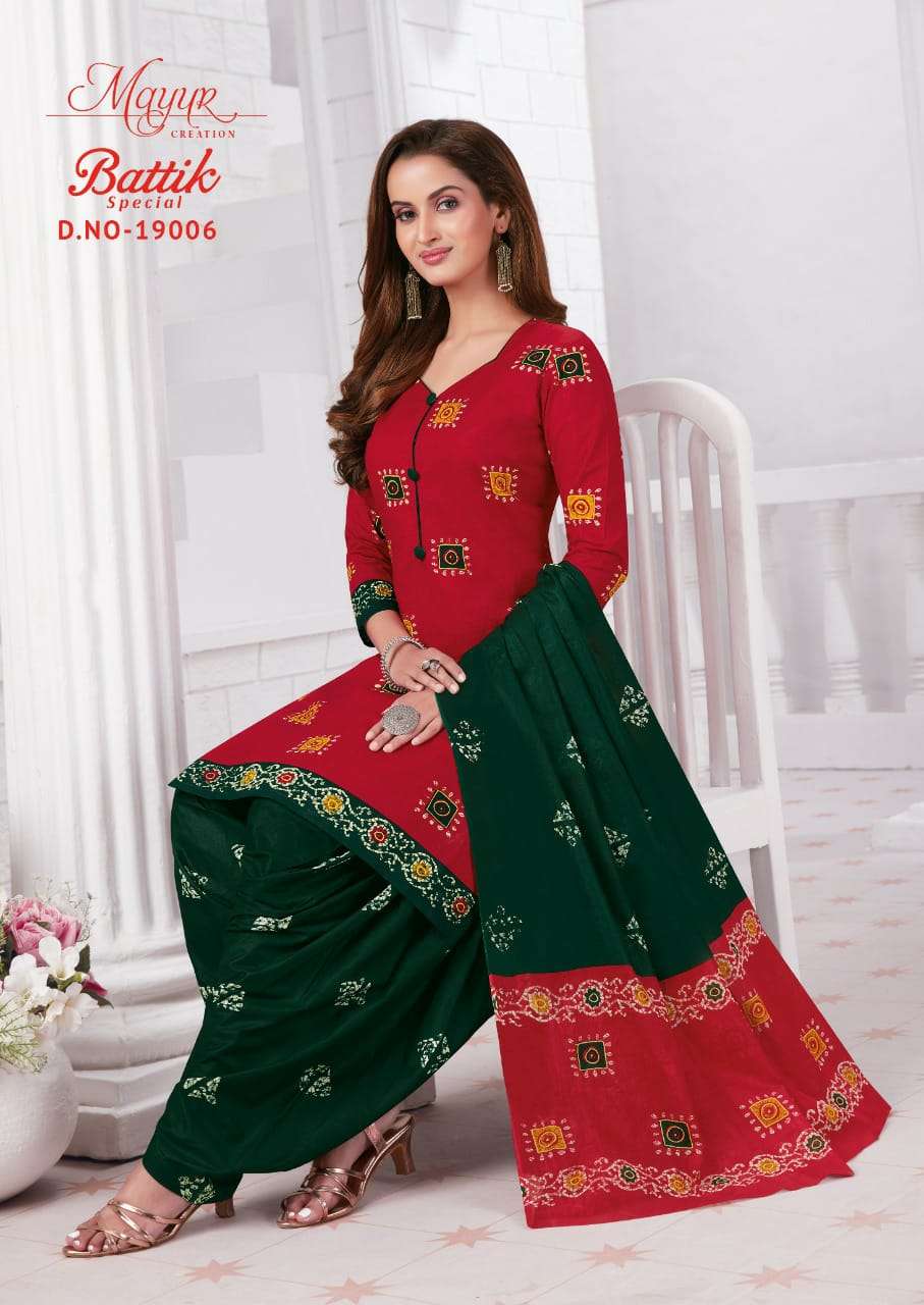 BATIK SPECIAL VOL-19 BY MAYUR CREATION 19001 TO 19015 SERIES BEAUTIFUL SUITS STYLISH FANCY COLORFUL PARTY WEAR & OCCASIONAL WEAR COTTON PRINT DRESSES AT WHOLESALE PRICE