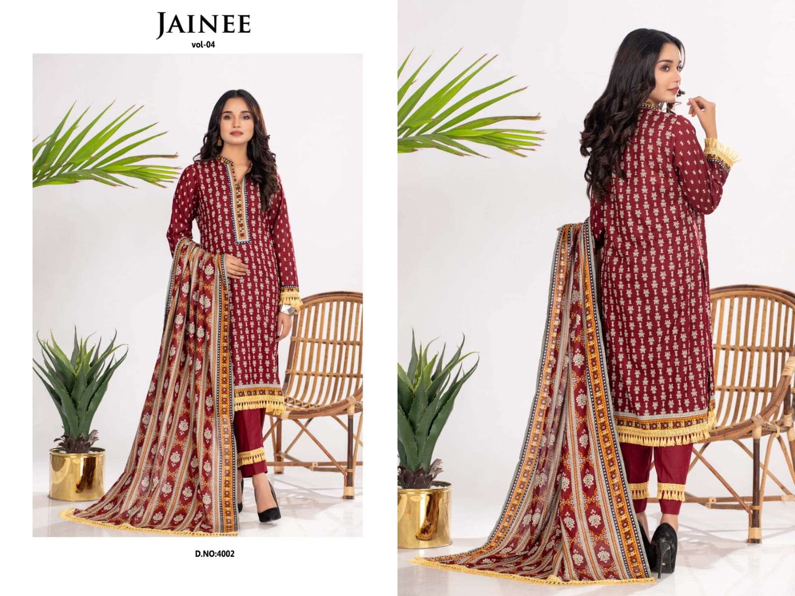 JAINEE VOL-4 BY AGHA NOOR 4001 TO 4006 SERIES BEAUTIFUL SUITS COLORFUL STYLISH FANCY CASUAL WEAR & ETHNIC WEAR LAWN COTTON DIGITAL PRINT DRESSES AT WHOLESALE PRICE