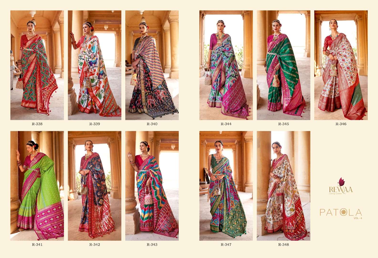 Patola Vol-4 By Rewaa 338 To 348 Series Indian Traditional Wear Collection Beautiful Stylish Fancy Colorful Party Wear & Occasional Wear Patola Sarees At Wholesale Price