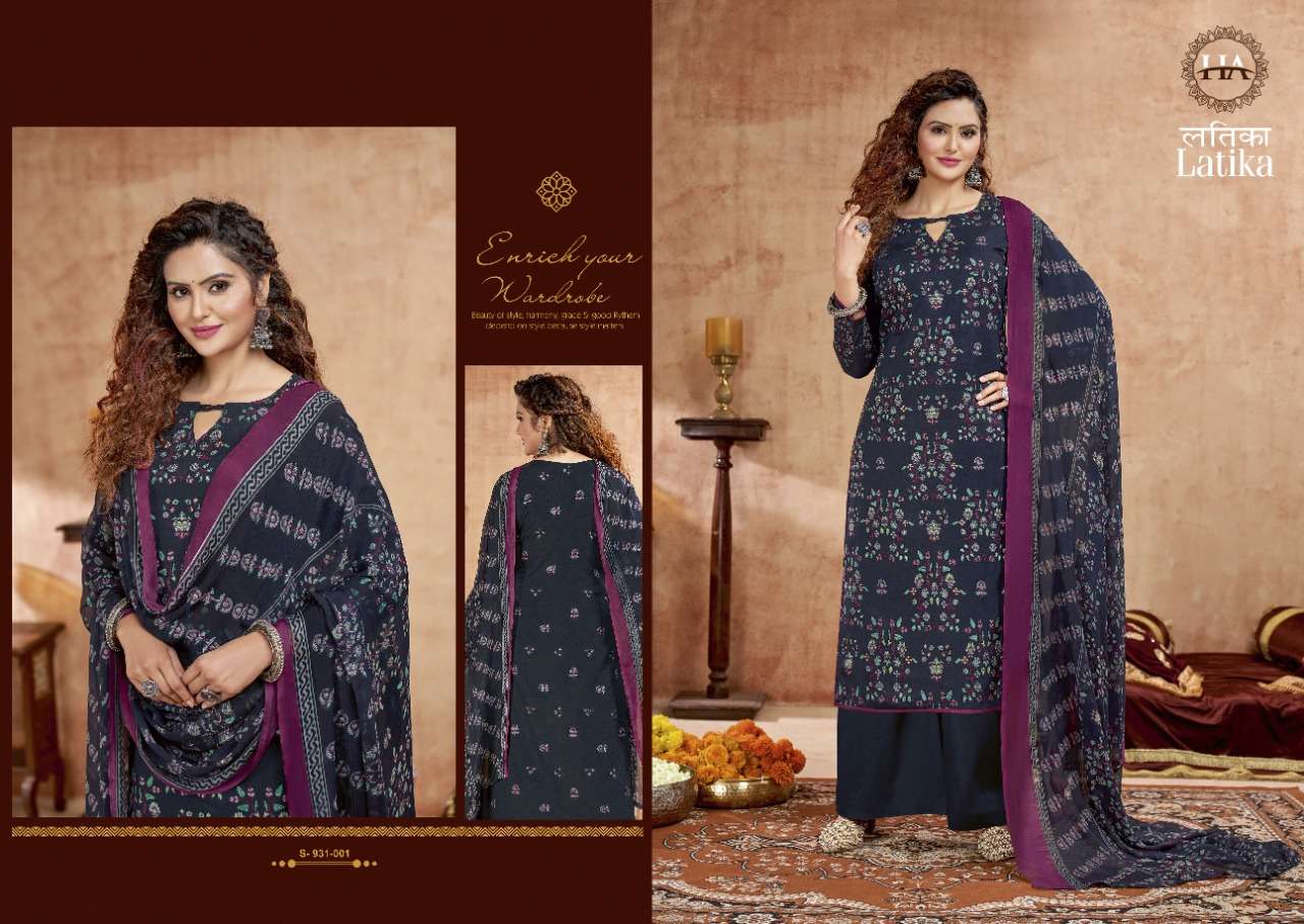 LATIKA BY HARSHIT FASHION HUB 931-001 TO 931-008 SERIES BEAUTIFUL STYLISH SUITS FANCY COLORFUL CASUAL WEAR & ETHNIC WEAR & READY TO WEAR PURE JAM COTTON PRINTED DRESSES AT WHOLESALE PRICE