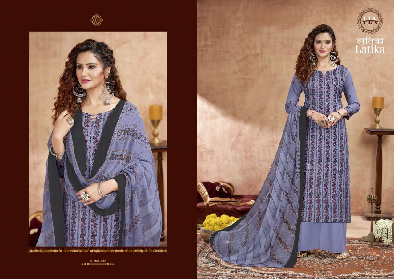 LATIKA BY HARSHIT FASHION HUB 931-001 TO 931-008 SERIES BEAUTIFUL STYLISH SUITS FANCY COLORFUL CASUAL WEAR & ETHNIC WEAR & READY TO WEAR PURE JAM COTTON PRINTED DRESSES AT WHOLESALE PRICE