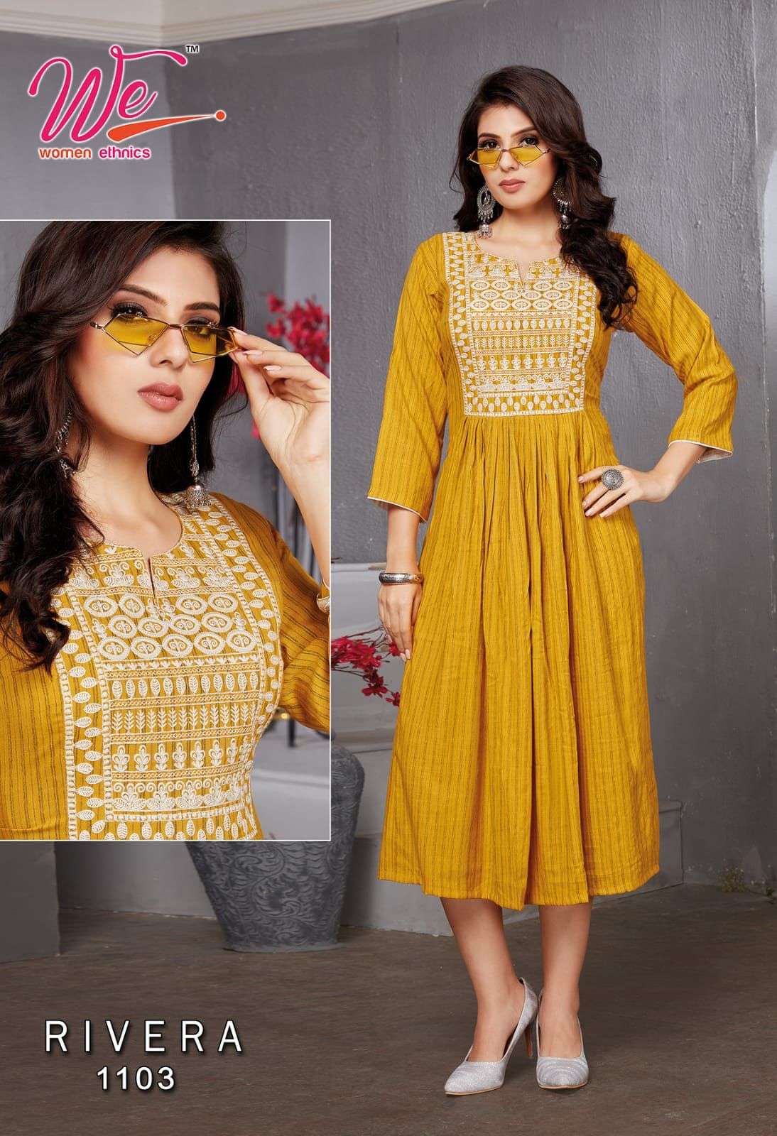RIVERA BY WOMEN ETHNICS 1101 TO 1106 SERIES DESIGNER STYLISH FANCY COLORFUL BEAUTIFUL PARTY WEAR & ETHNIC WEAR COLLECTION LINING WEAVING KURTIS AT WHOLESALE PRICE