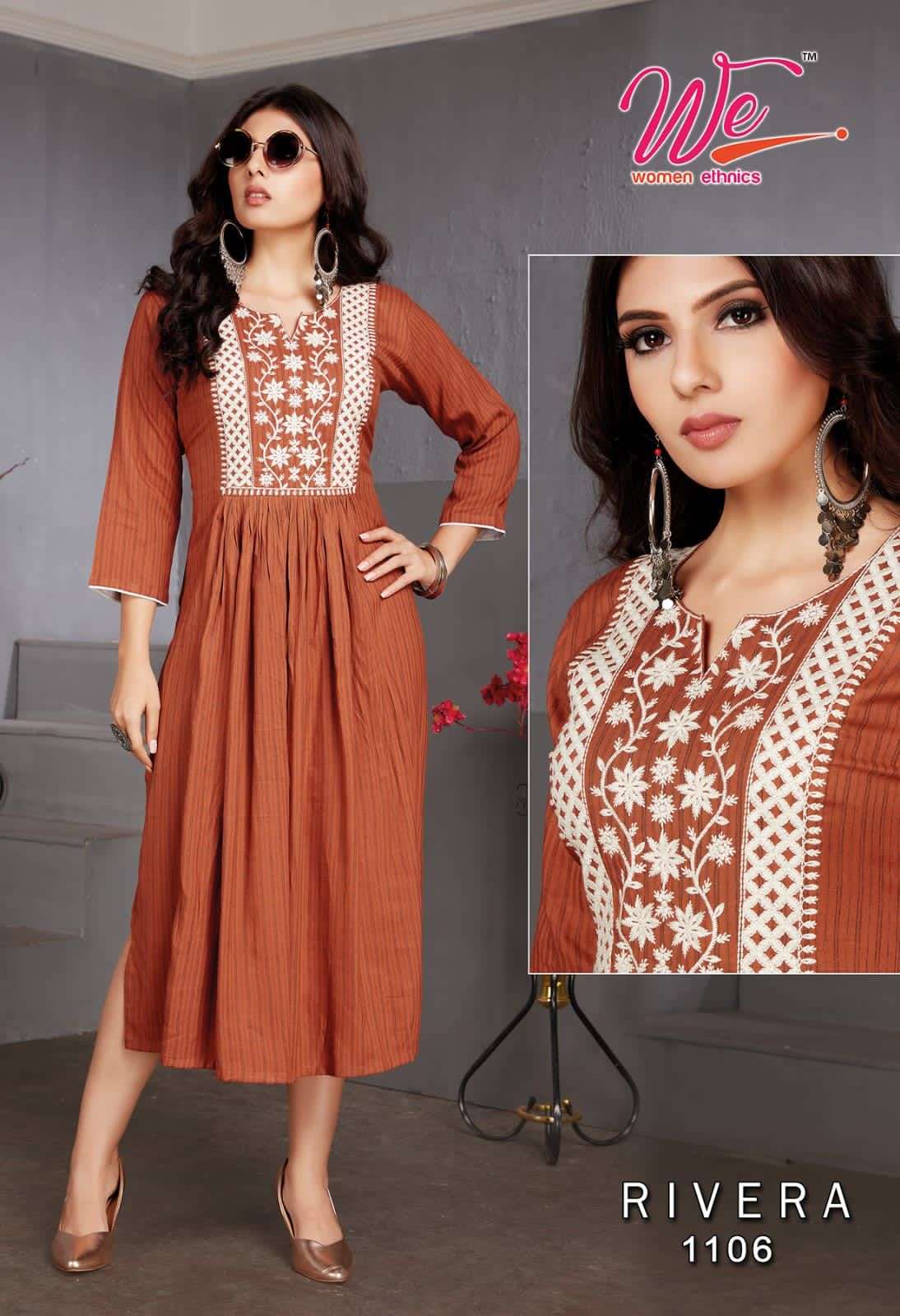 RIVERA BY WOMEN ETHNICS 1101 TO 1106 SERIES DESIGNER STYLISH FANCY COLORFUL BEAUTIFUL PARTY WEAR & ETHNIC WEAR COLLECTION LINING WEAVING KURTIS AT WHOLESALE PRICE