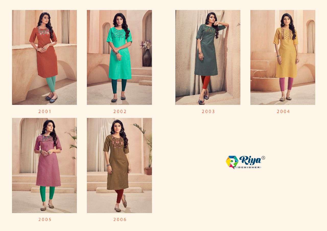 ANTRA VOL-2 BY RIYA DESIGNER 2001 TO 2006 SERIES DESIGNER STYLISH FANCY COLORFUL BEAUTIFUL PARTY WEAR & ETHNIC WEAR COLLECTION COTTON SLUB EMBROIDERY KURTIS AT WHOLESALE PRICE