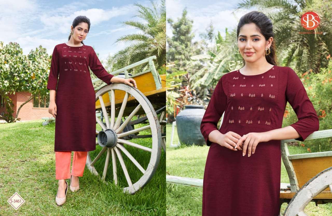 HUNAR BY SBS 3461 TO 3464 SERIES DESIGNER STYLISH FANCY COLORFUL BEAUTIFUL PARTY WEAR & ETHNIC WEAR COLLECTION CHINNON KURTIS WITH BOTTOM AT WHOLESALE PRICE