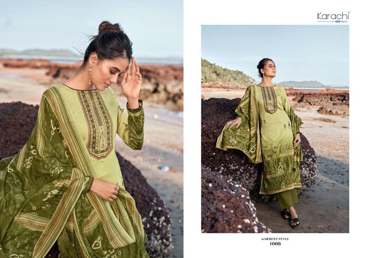 KRIZIA BY KARACHI PRINTS 1001 TO 1008 SERIES BEAUTIFUL SUITS STYLISH FANCY COLORFUL CASUAL WEAR & ETHNIC WEAR PURE JAM SATIN PRINT DRESSES AT WHOLESALE PRICE