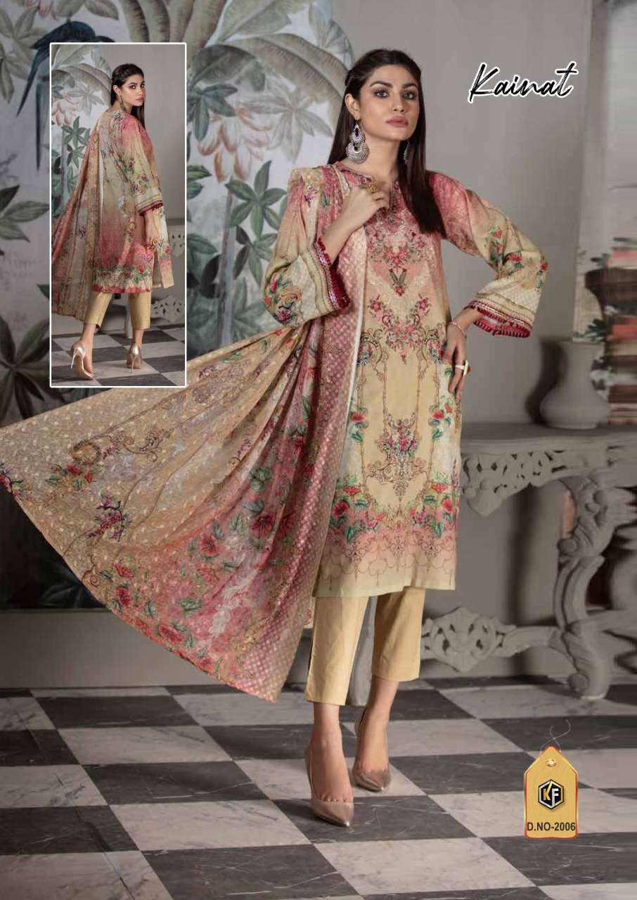 KAINAT VOL-2 BY KEVAL FAB 2001 TO 2006 SERIES BEAUTIFUL SUITS STYLISH FANCY COLORFUL PARTY WEAR & OCCASIONAL WEAR HEAVY COTTON PRINT DRESSES AT WHOLESALE PRICE