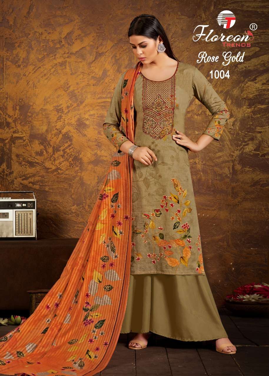 ROSE GOLD BY FLOREON TRENDS 1001 TO 1010 SERIES BEAUTIFUL STYLISH SUITS FANCY COLORFUL CASUAL WEAR & ETHNIC WEAR & READY TO WEAR HEAVY CAMBRIC COTTON PRINTED DRESSES AT WHOLESALE PRICE