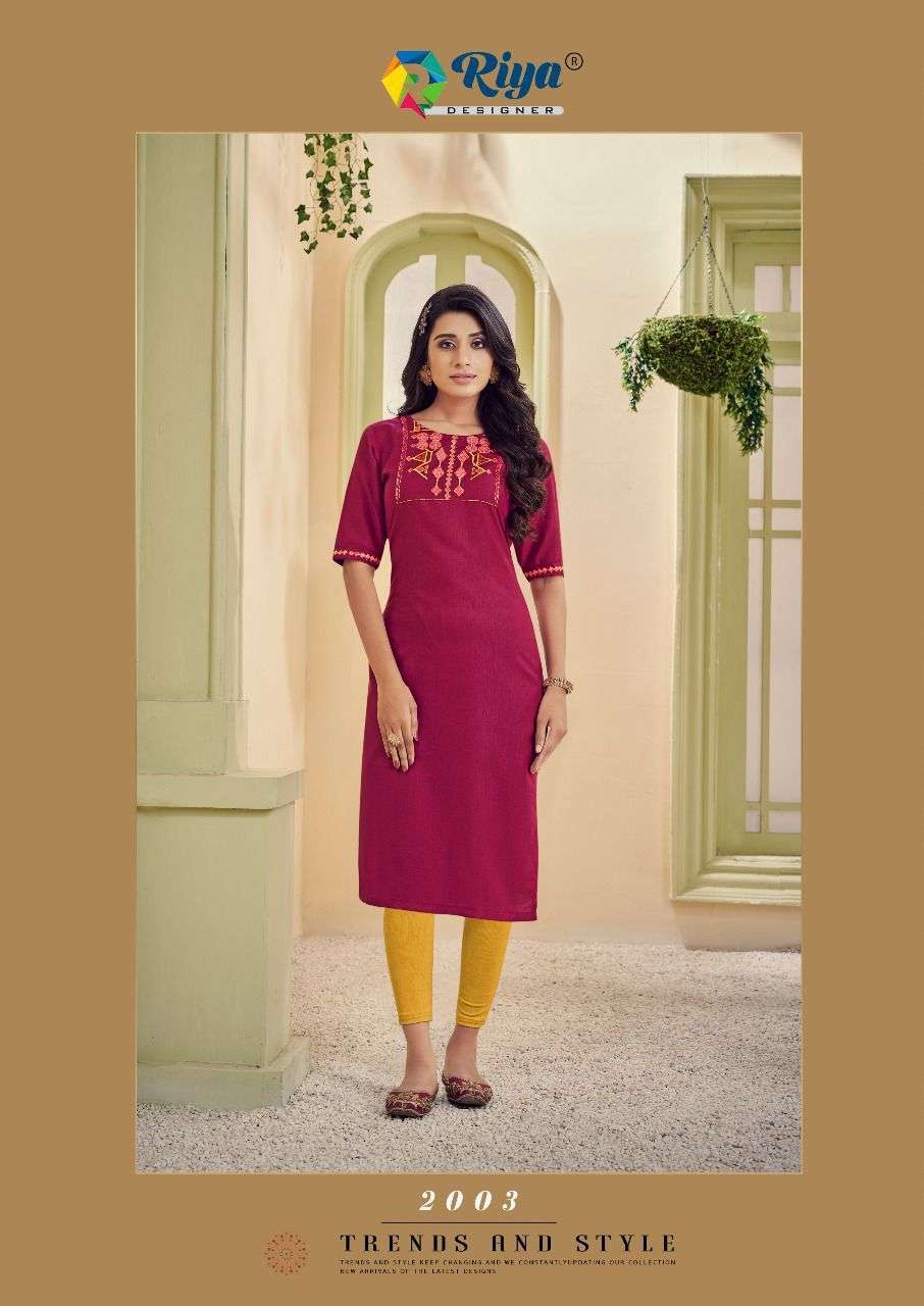 AAROHI VOL-2 BY RIYA DESIGNER 2001 TO 2006 SERIES DESIGNER STYLISH FANCY COLORFUL BEAUTIFUL PARTY WEAR & ETHNIC WEAR COLLECTION COTTON SLUB EMBROIDERY KURTIS AT WHOLESALE PRICE