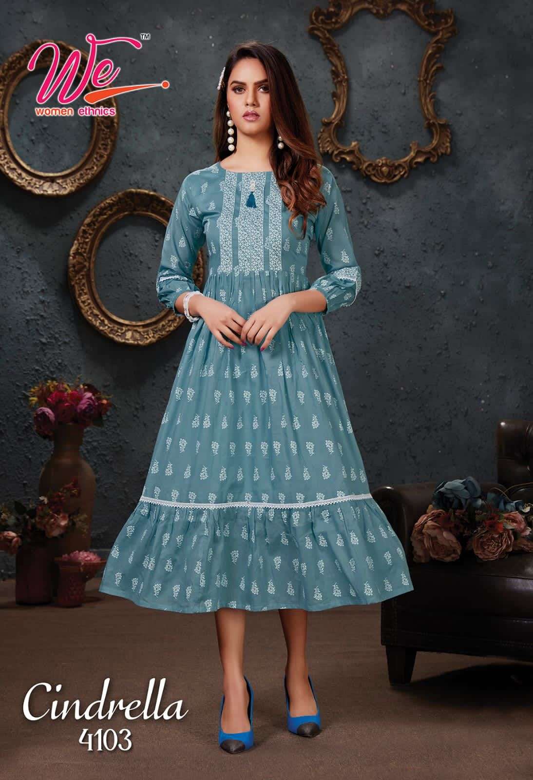 CINDRELLA BY WOMEN ETHNIC 4101 TO 4106 SERIES DESIGNER STYLISH FANCY COLORFUL BEAUTIFUL PARTY WEAR & ETHNIC WEAR COLLECTION MAL COTTON KURTIS AT WHOLESALE PRICE