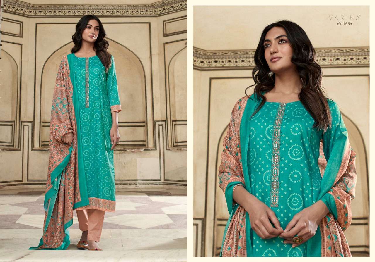 KIARA BY VARINA 151 TO 158 SERIES BEAUTIFUL SUITS COLORFUL STYLISH FANCY CASUAL WEAR & ETHNIC WEAR SATIN DIGITAL PRINT WITH EMBROIDERED DRESSES AT WHOLESALE PRICE