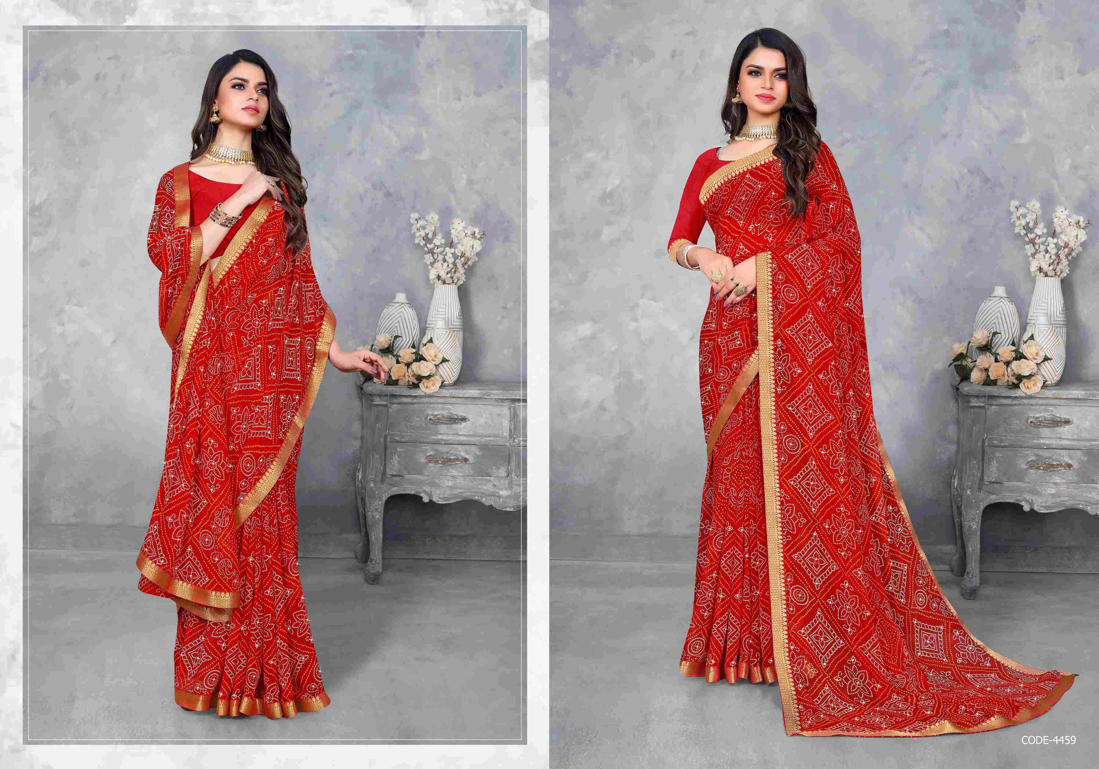 SANGEET BY BARGAD INDIAN TRADITIONAL WEAR COLLECTION BEAUTIFUL STYLISH FANCY COLORFUL PARTY WEAR & OCCASIONAL WEAR BANDHANI PRINT SAREES AT WHOLESALE PRICE