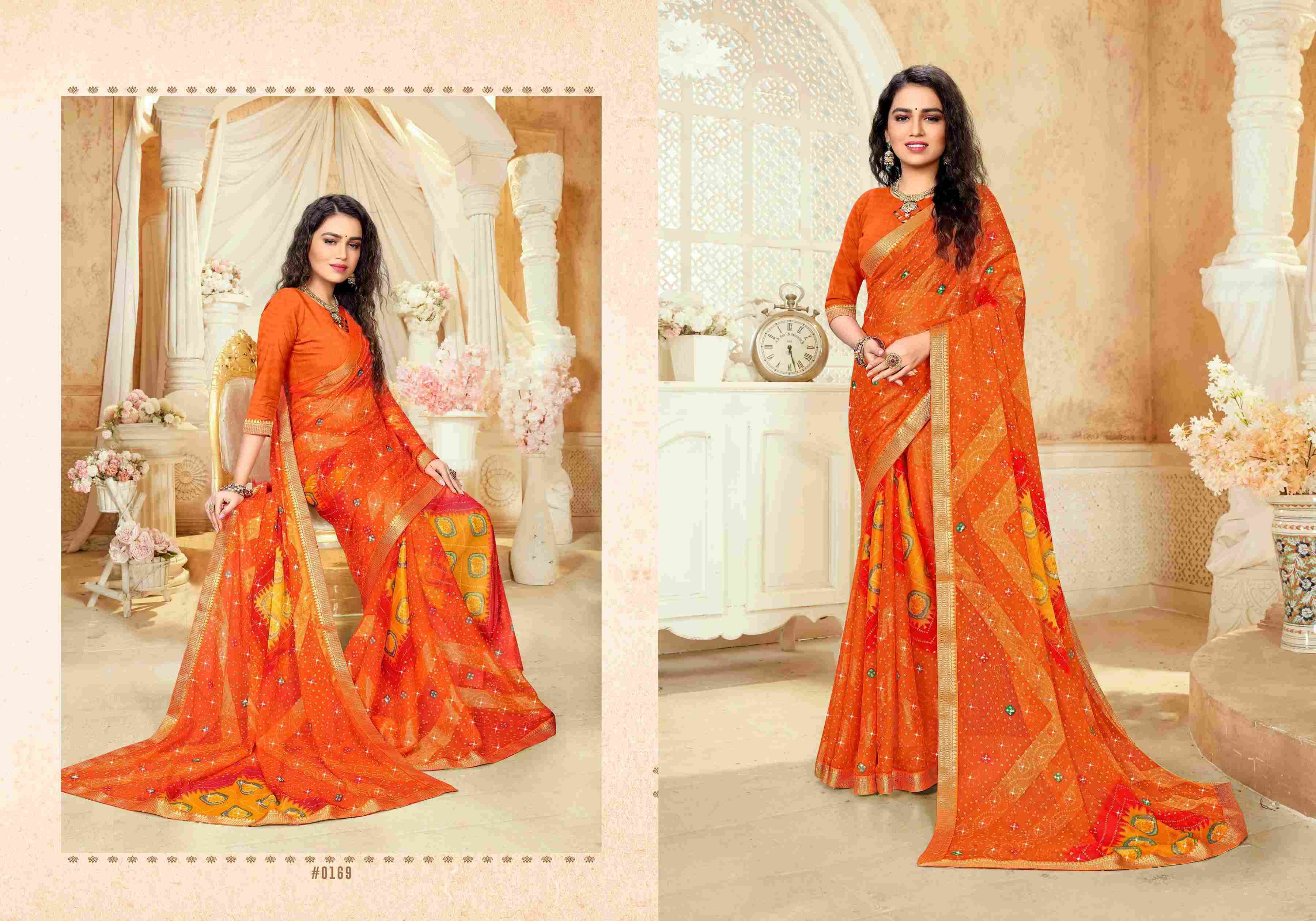 ODHNI BY BARGAD INDIAN TRADITIONAL WEAR COLLECTION BEAUTIFUL STYLISH FANCY COLORFUL PARTY WEAR & OCCASIONAL WEAR BRASSO BANDHANI PRINT SAREES AT WHOLESALE PRICE